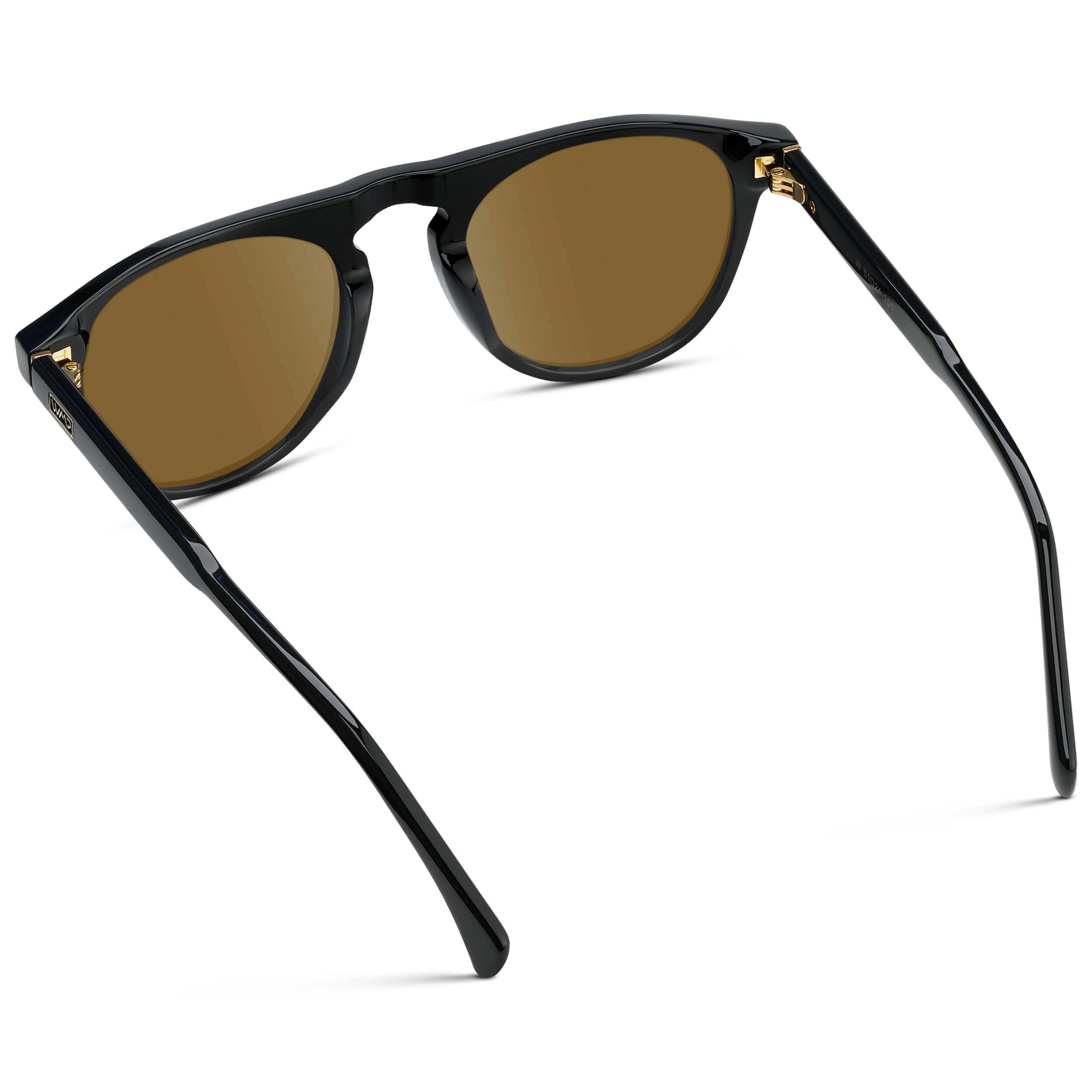 Black / Amber || Men's Rounded Aviator-Inspired Prescription Sunglasses with Black Acetate Frame and Brown Prescription Lens