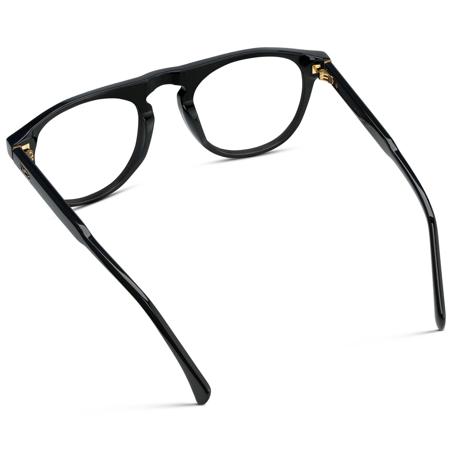 Black || Men's Rounded Aviator-Inspired Prescription Eyeglasses with Black Acetate Frame and Clear Prescription Lens