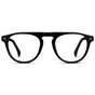Black || Men's Rounded Aviator-Inspired Prescription Eyeglasses with Black Acetate Frame and Clear Lens on a white background