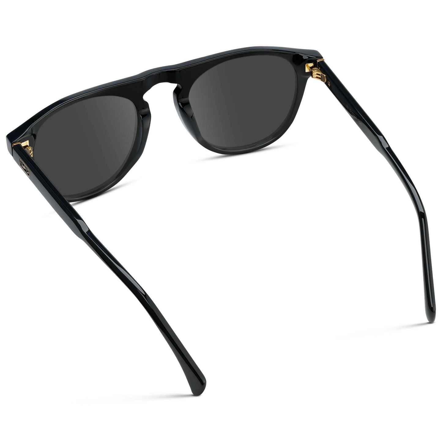Black / Grey || Men's Rounded Aviator-Inspired Prescription Sunglasses with Black Acetate Frame and Grey Prescription Lens