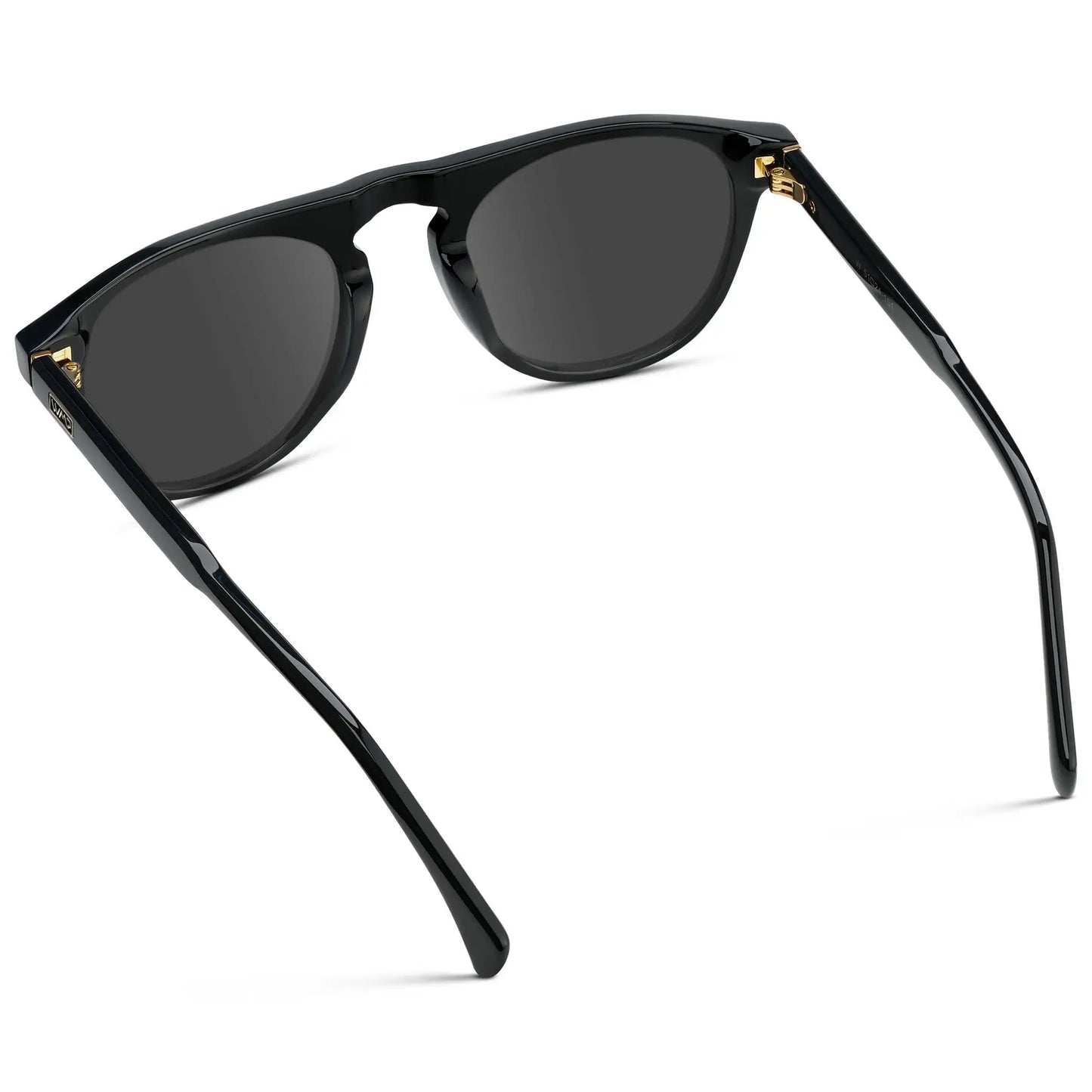 Black / Grey || Men's Rounded Aviator-Inspired Prescription Sunglasses with Black Acetate Frame and Grey Prescription Lens