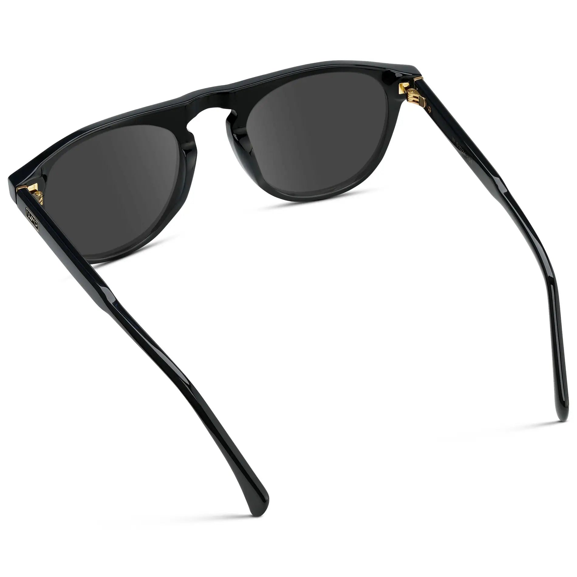 Black / Grey || Men's Rounded Aviator-Inspired Prescription Sunglasses with Black Acetate Frame and Grey Prescription Lens