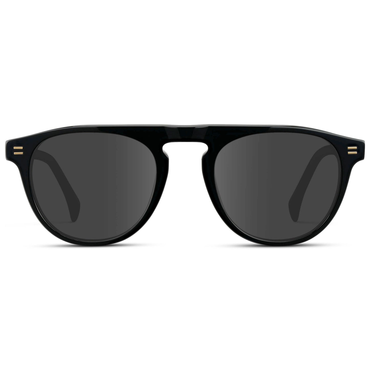Black / Grey || Men's Rounded Aviator-Inspired Prescription Sunglasses with Black Acetate Frame and Grey Prescription Lens