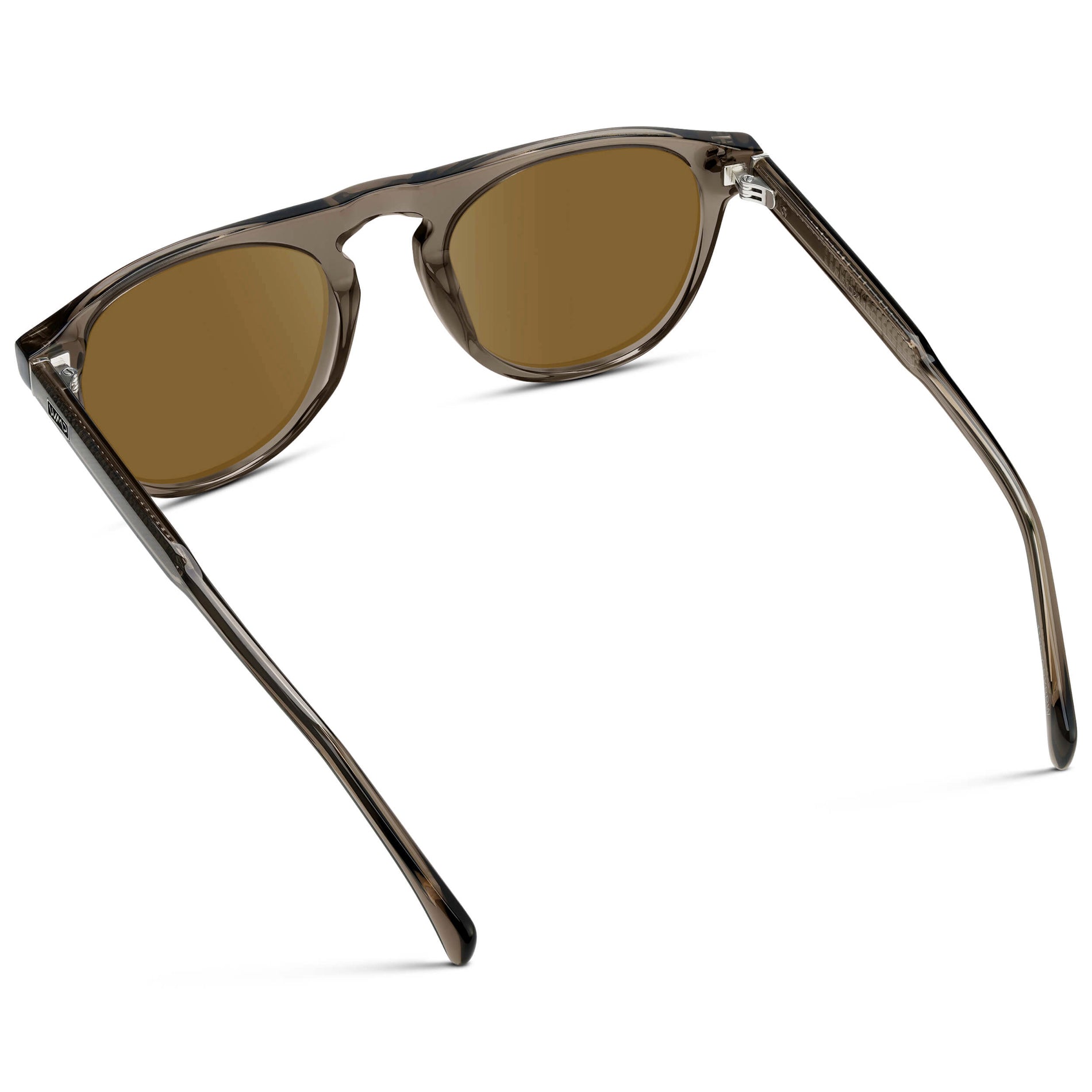 Crystal Gunmetal / Amber || Men's Rounded Aviator-Inspired Prescription Sunglasses with Crystal Gunmetal Acetate Frame and Brown Prescription Lens