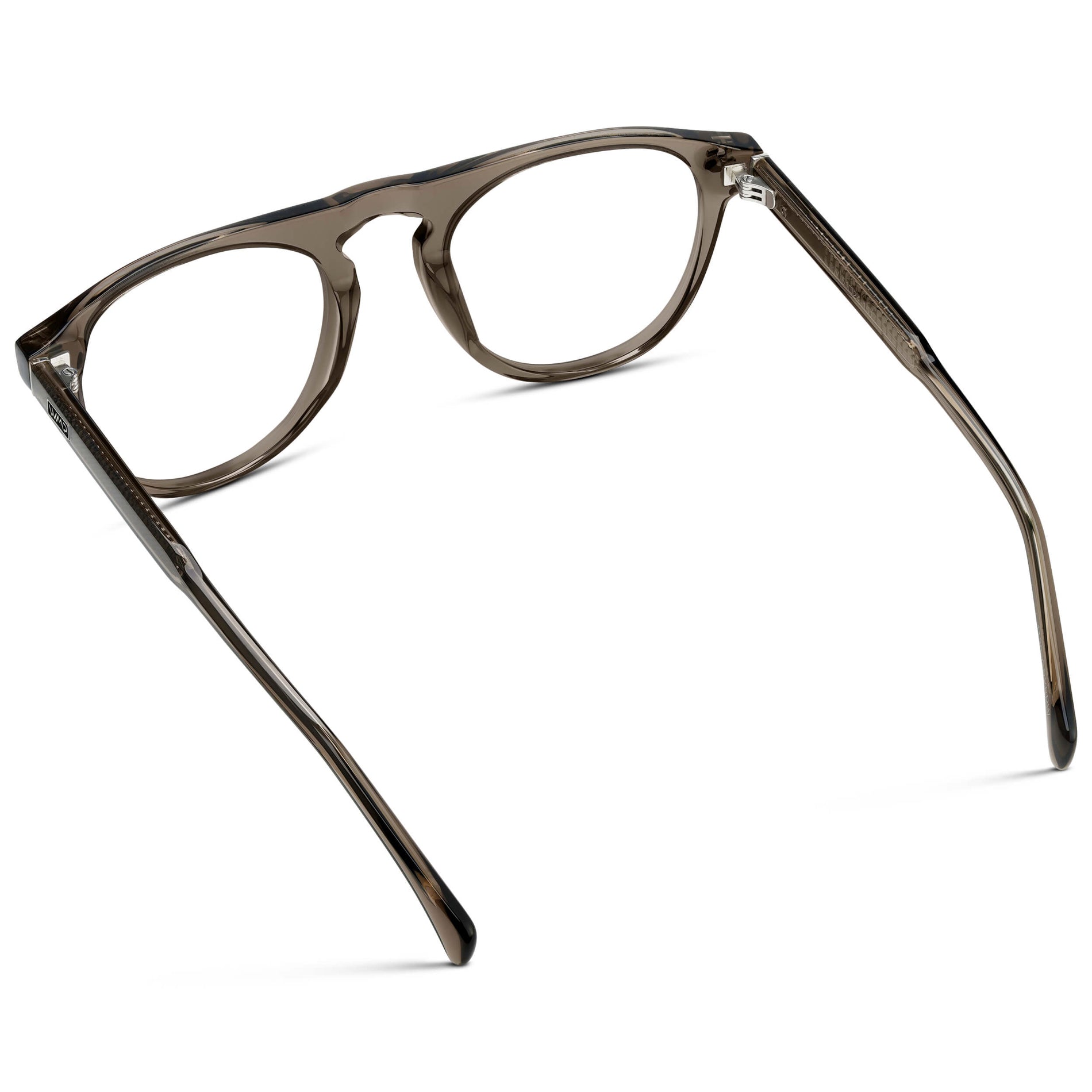 Crystal Gunmetal || Men's Rounded Aviator-Inspired Prescription Eyeglasses with Crystal Gunmetal Acetate Frame and Clear Prescription Lens