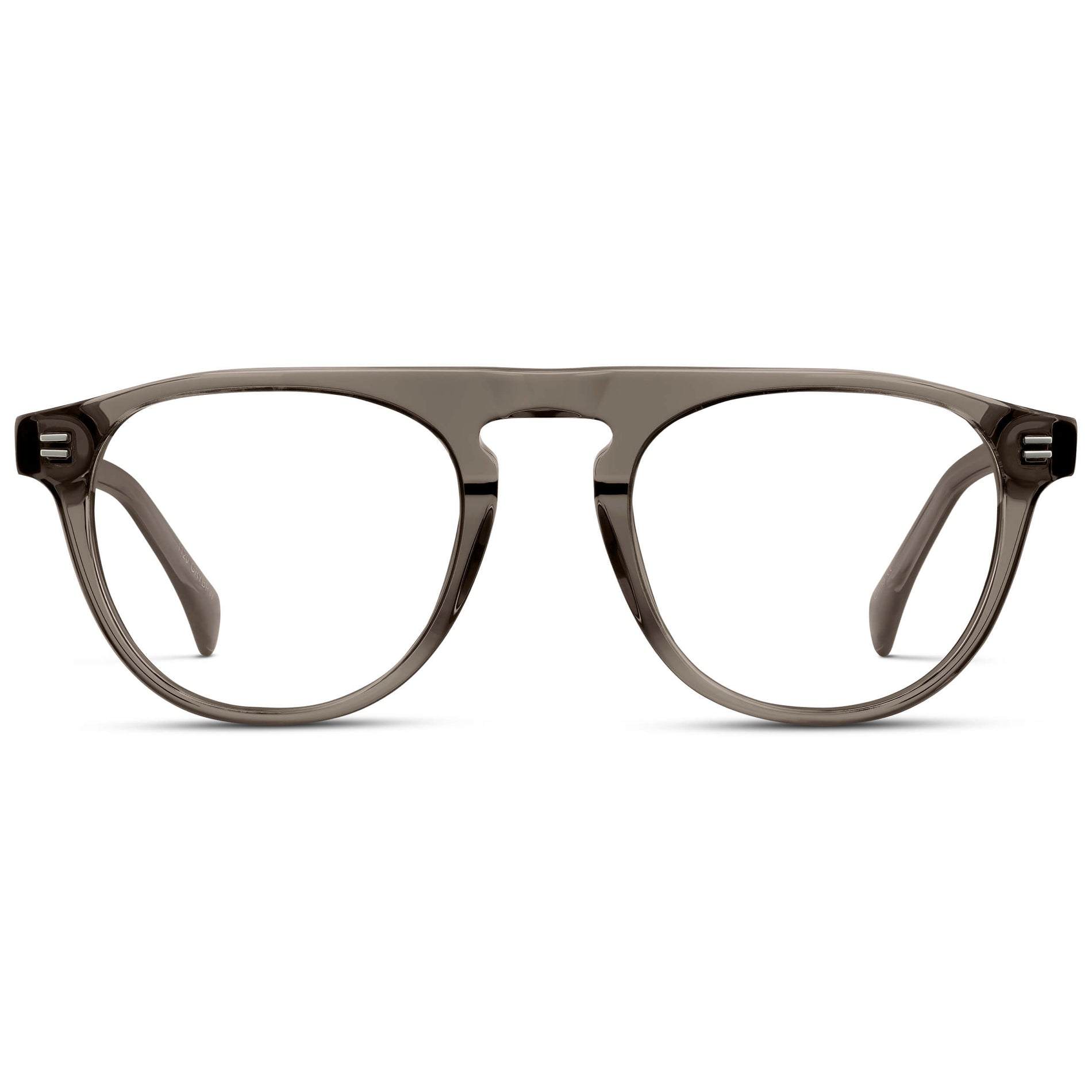 Crystal Gunmetal || Men's Rounded Aviator-Inspired Prescription Eyeglasses with Crystal Gunmetal Acetate Frame and Clear Prescription Lens