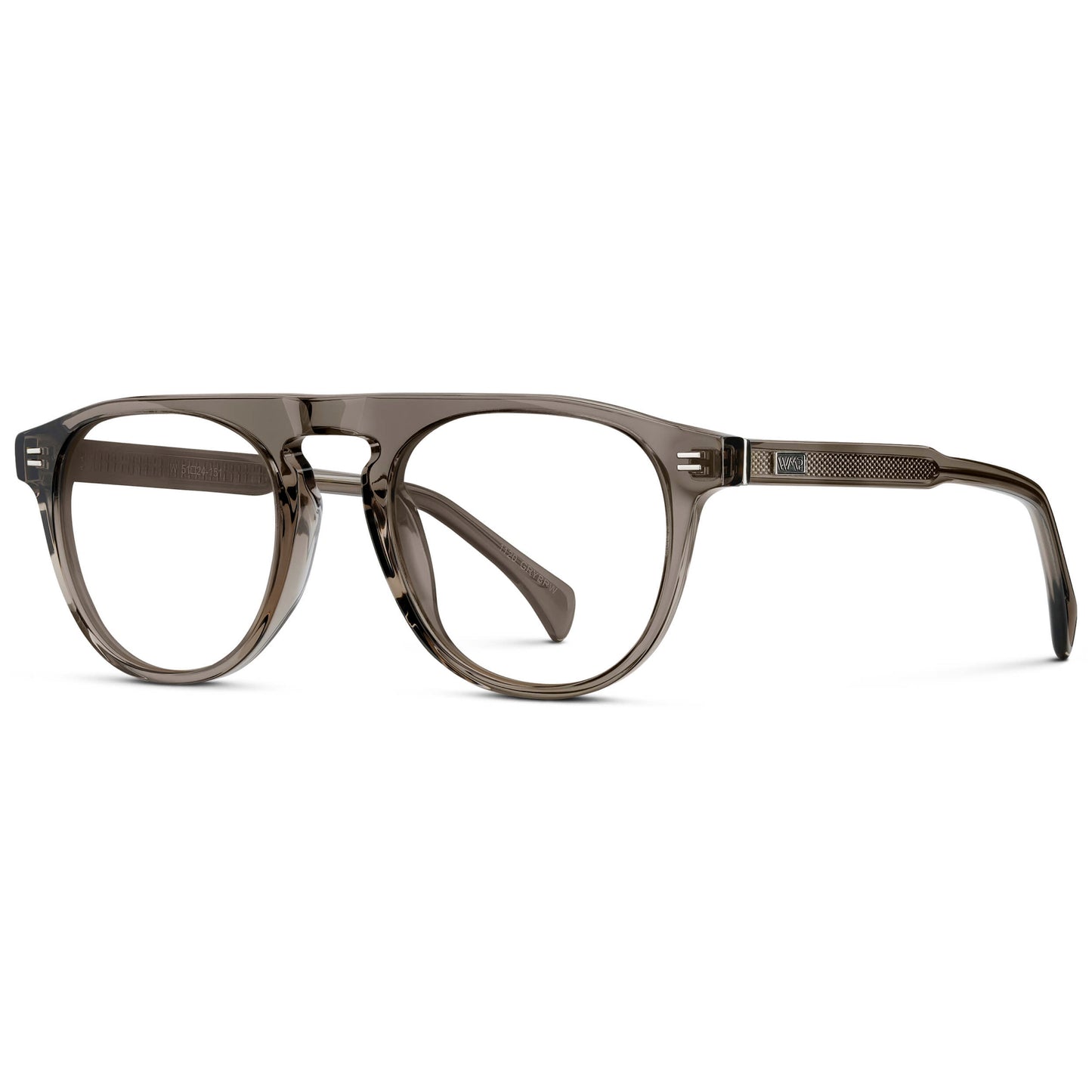 Crystal Gunmetal || Men's Rounded Aviator-Inspired Prescription Eyeglasses with Crystal Gunmetal Acetate Frame and Clear Prescription Lens