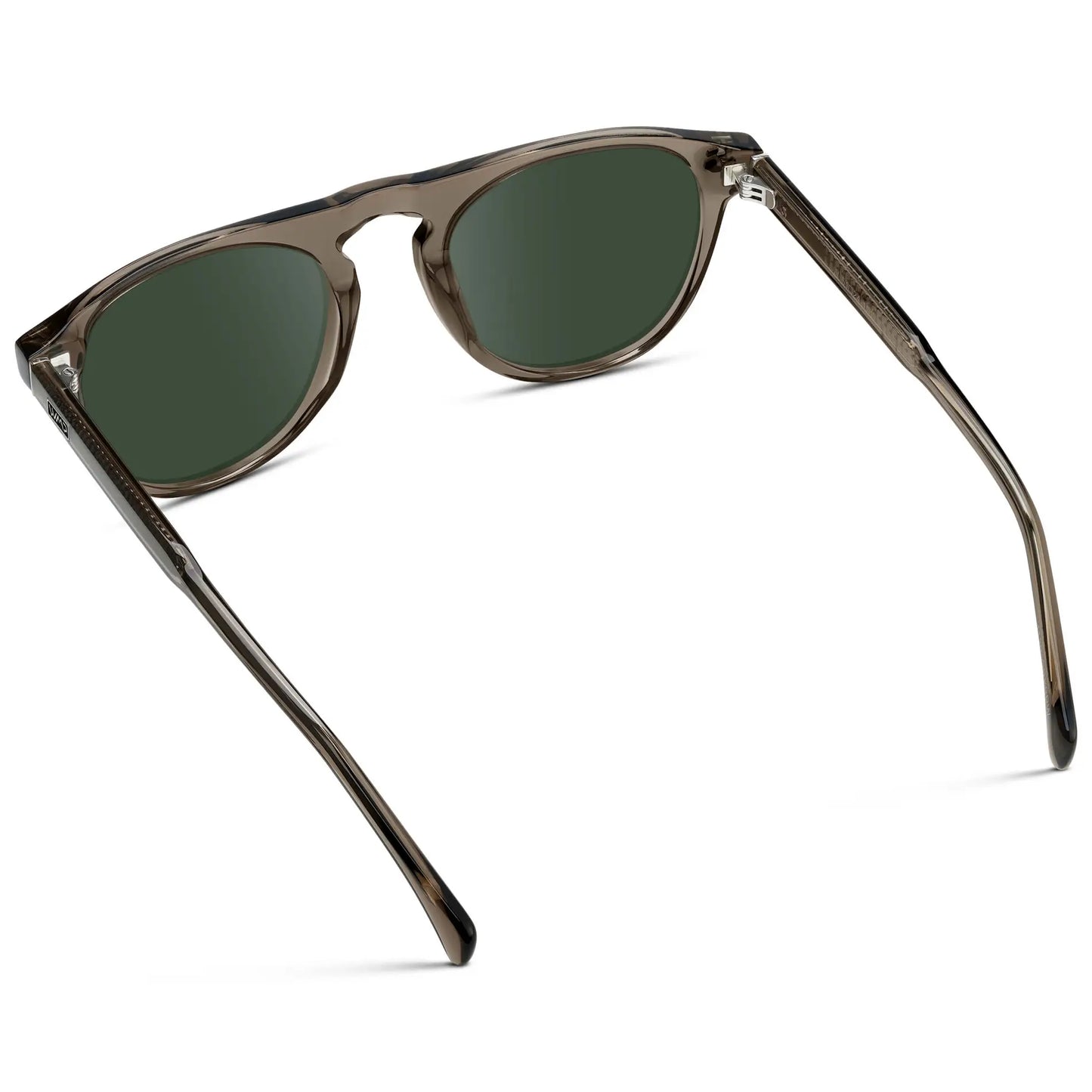 Crystal Gunmetal / G15 || Men's Rounded Aviator-Inspired Prescription Sunglasses with Crystal Gunmetal Acetate Frame and Green Prescription Lens