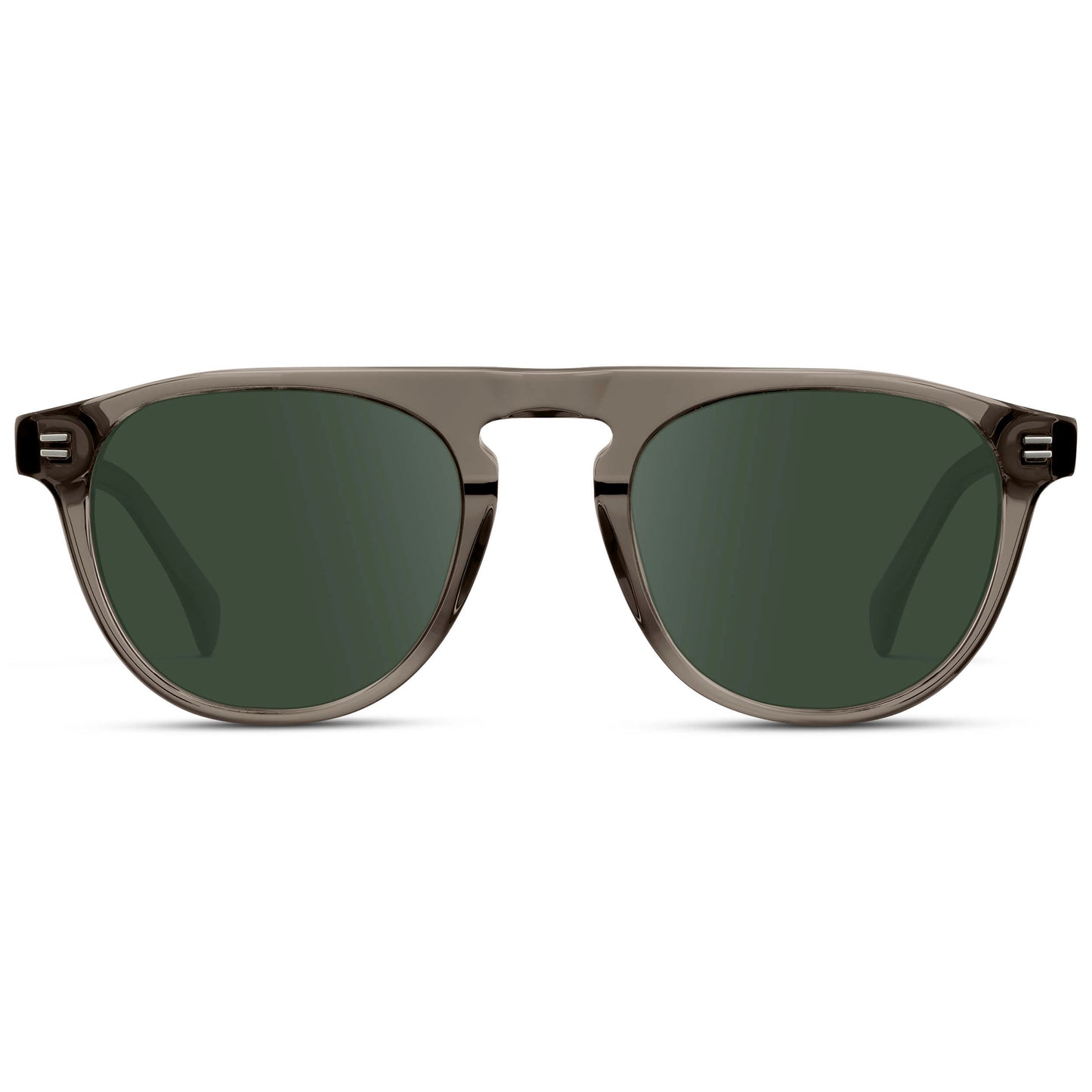 Crystal Gunmetal / G15 || Men's Rounded Aviator-Inspired Prescription Sunglasses with Crystal Gunmetal Acetate Frame and Green Prescription Lens