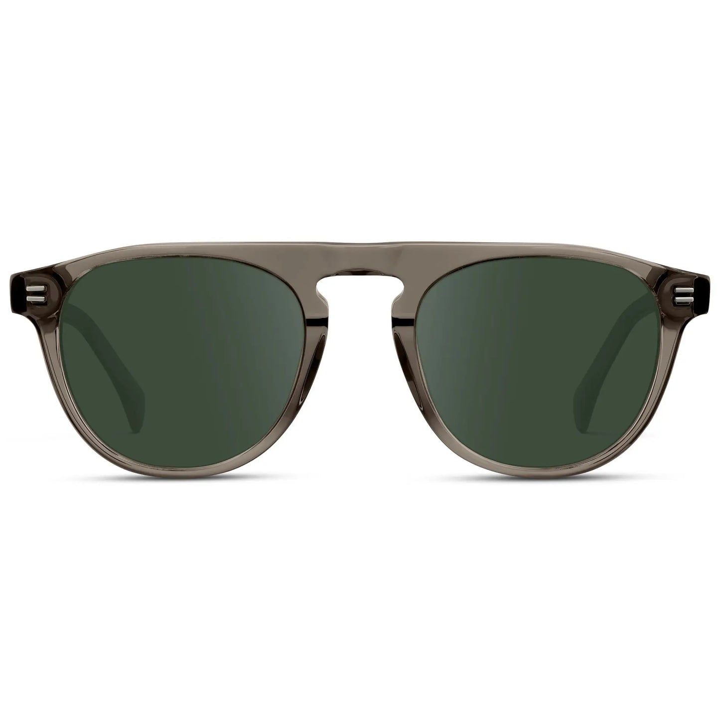 Crystal Gunmetal / G15 || Men's Rounded Aviator-Inspired Prescription Sunglasses with Crystal Gunmetal Acetate Frame and Green Prescription Lens