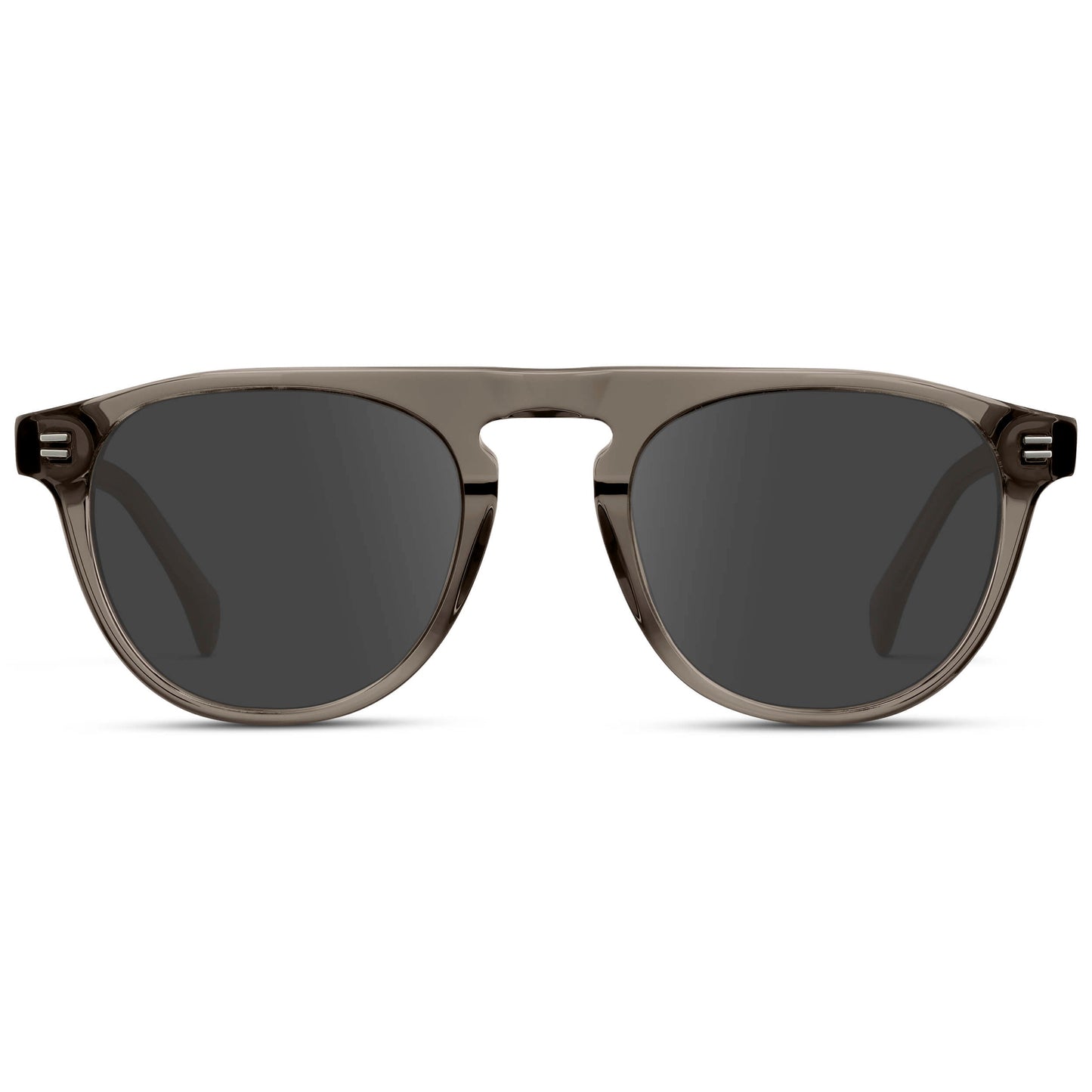 Crystal Gunmetal / Grey || Men's Rounded Aviator-Inspired Prescription Sunglasses with Crystal Gunmetal Acetate Frame and Grey Prescription Lens