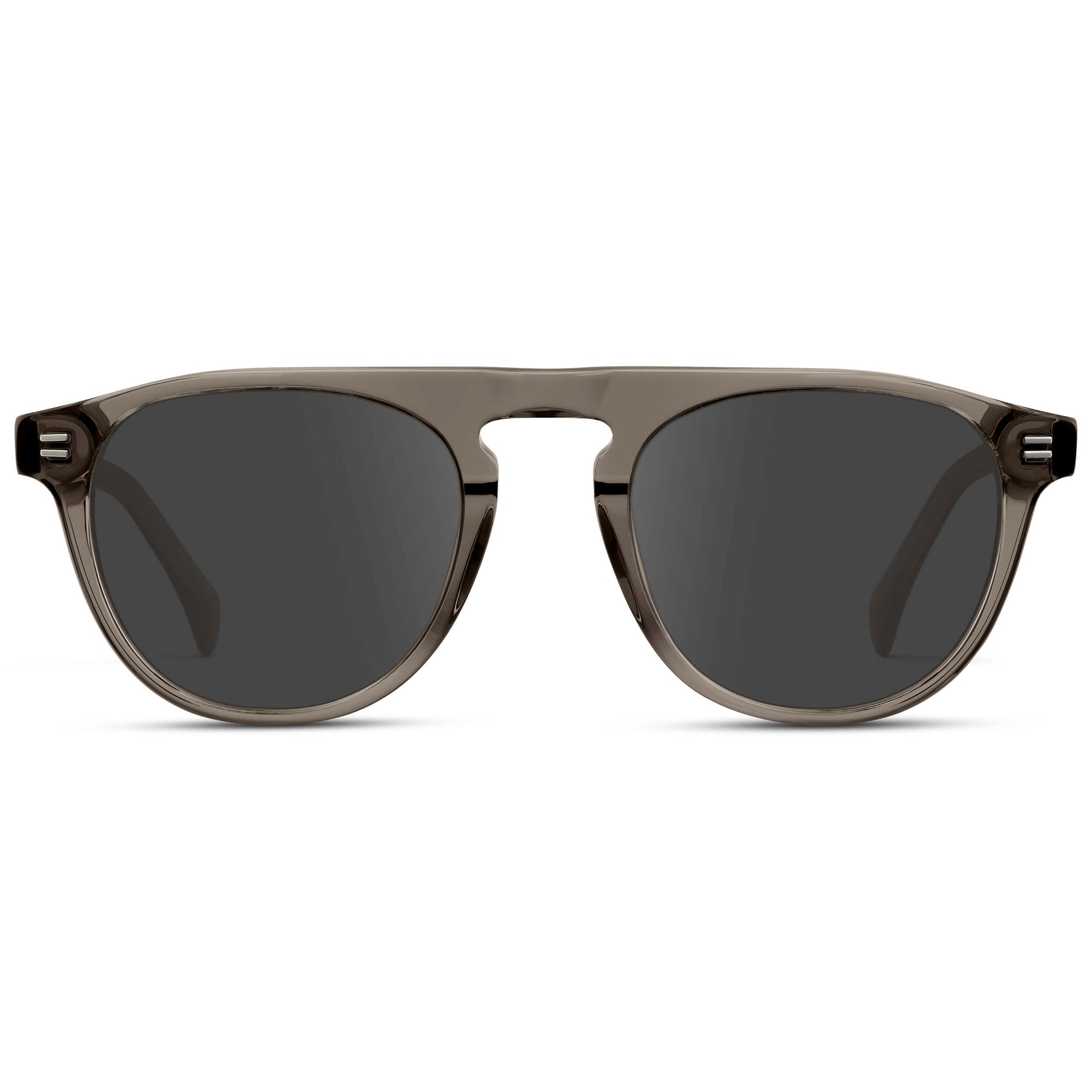 Crystal Gunmetal / Grey || Men's Rounded Aviator-Inspired Prescription Sunglasses with Crystal Gunmetal Acetate Frame and Grey Prescription Lens