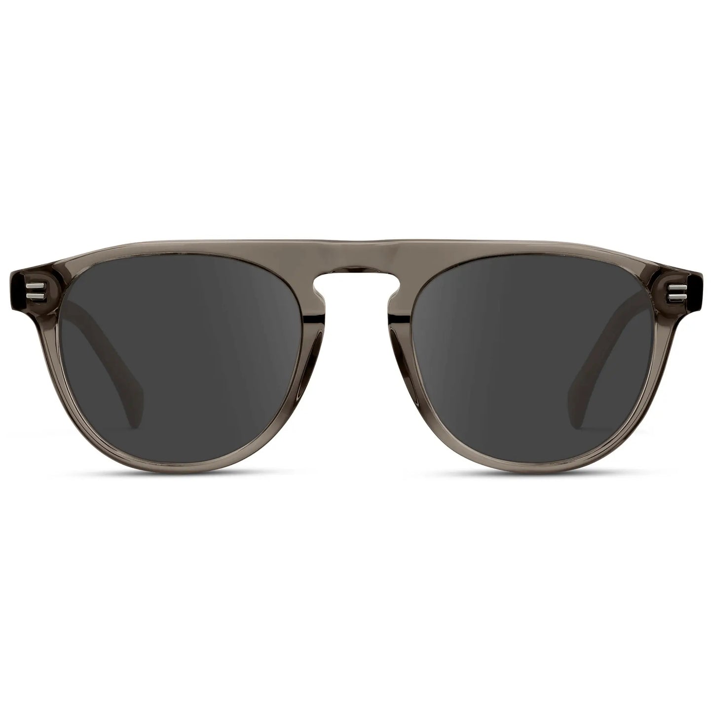 Crystal Gunmetal / Grey || Men's Rounded Aviator-Inspired Prescription Sunglasses with Crystal Gunmetal Acetate Frame and Grey Prescription Lens