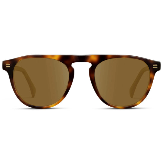Havana Tortoise / Amber || Men's Rounded Aviator-Inspired Prescription Sunglasses with Havana Tortoise Acetate Frame and Brown Prescription Lens