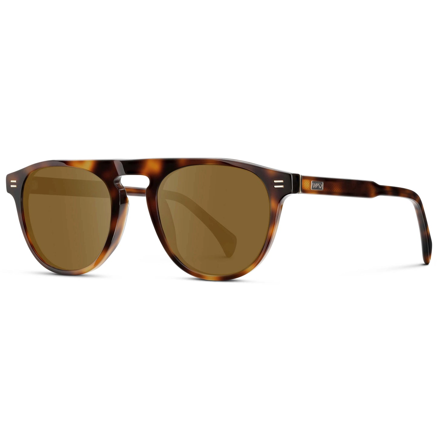 Havana Tortoise / Amber || Men's Rounded Aviator-Inspired Prescription Sunglasses with Havana Tortoise Acetate Frame and Brown Prescription Lens