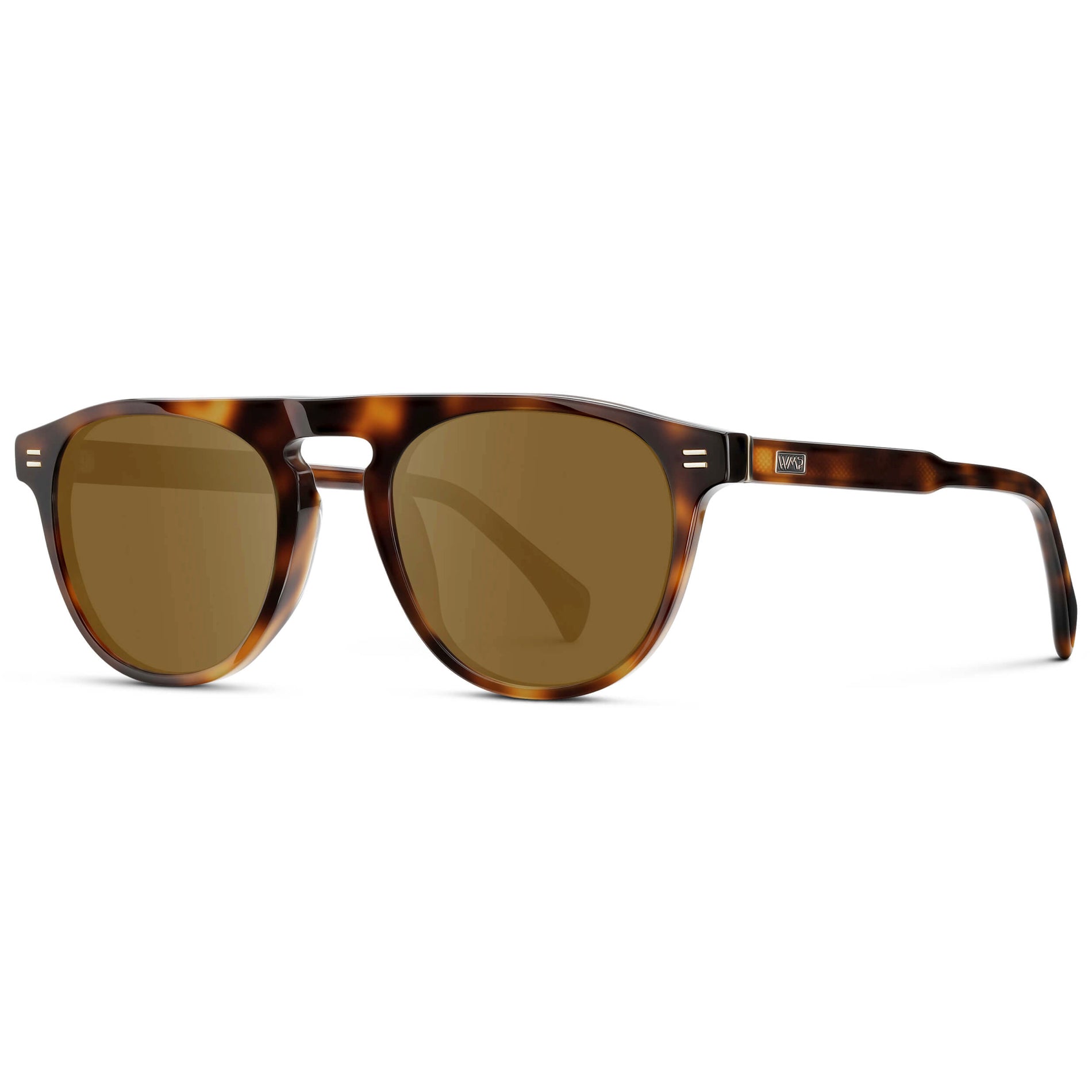 Havana Tortoise / Amber || Men's Rounded Aviator-Inspired Prescription Sunglasses with Havana Tortoise Acetate Frame and Brown Prescription Lens