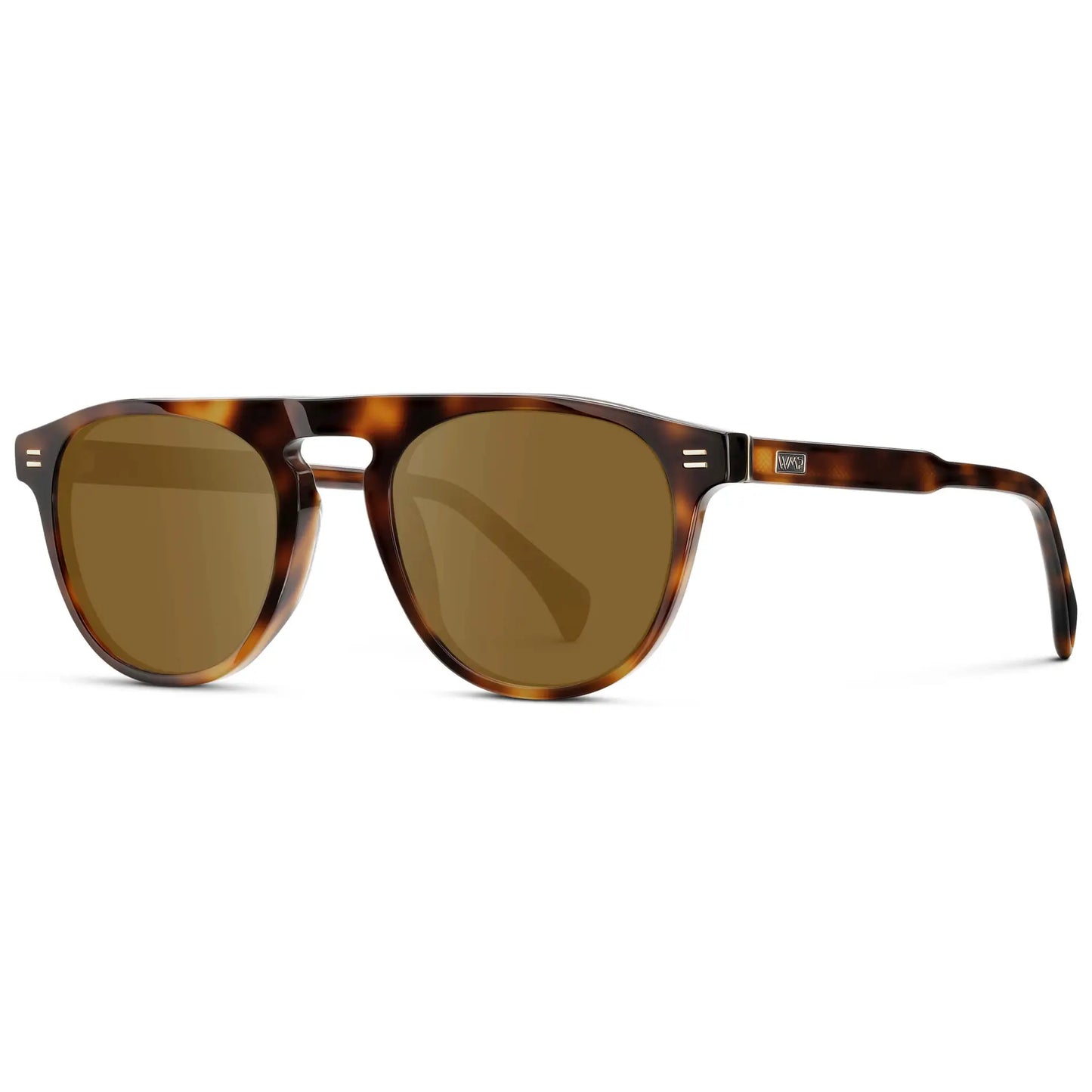 Havana Tortoise / Amber || Men's Rounded Aviator-Inspired Prescription Sunglasses with Havana Tortoise Acetate Frame and Brown Prescription Lens