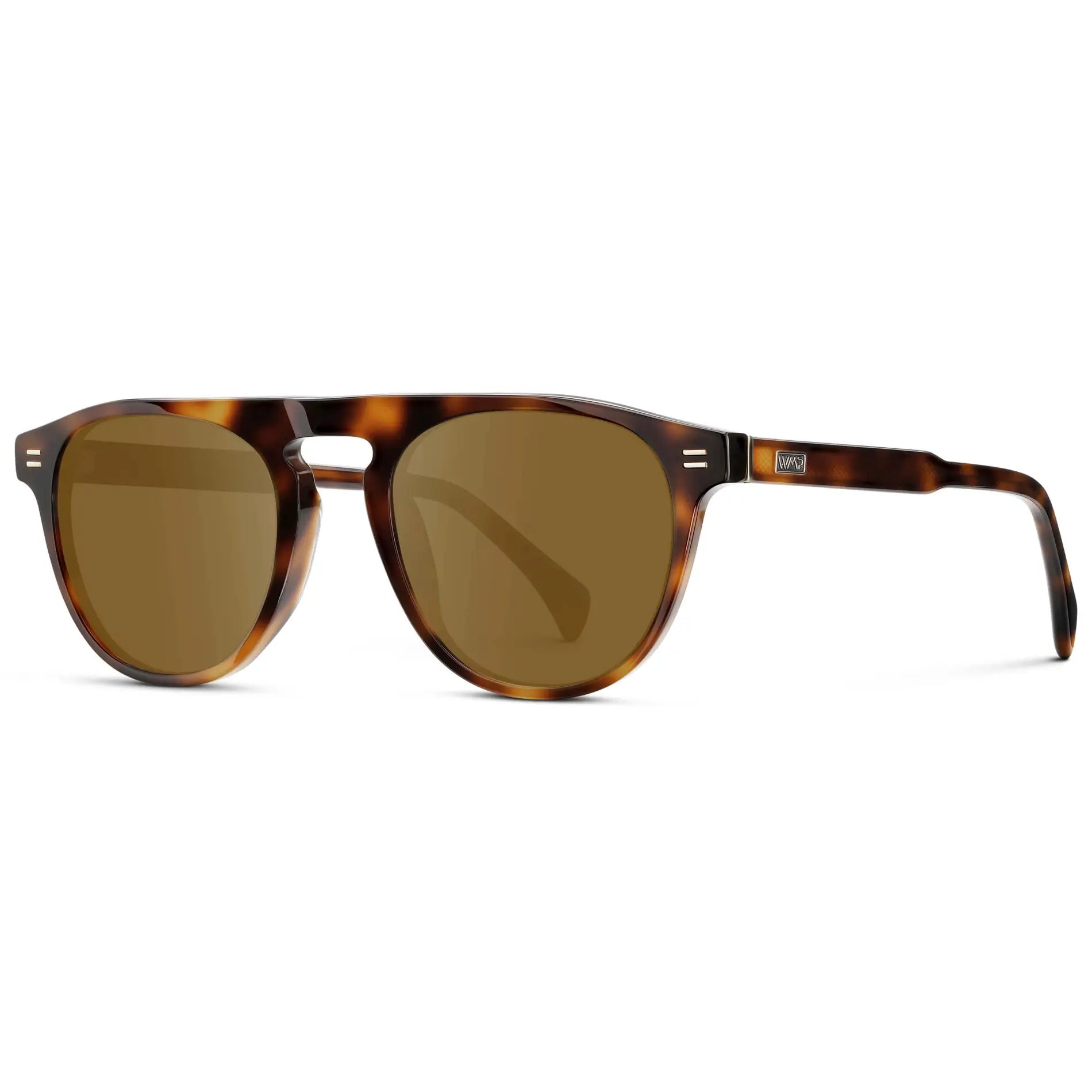 Havana Tortoise / Amber || Men's Rounded Aviator-Inspired Prescription Sunglasses with Havana Tortoise Acetate Frame and Brown Prescription Lens
