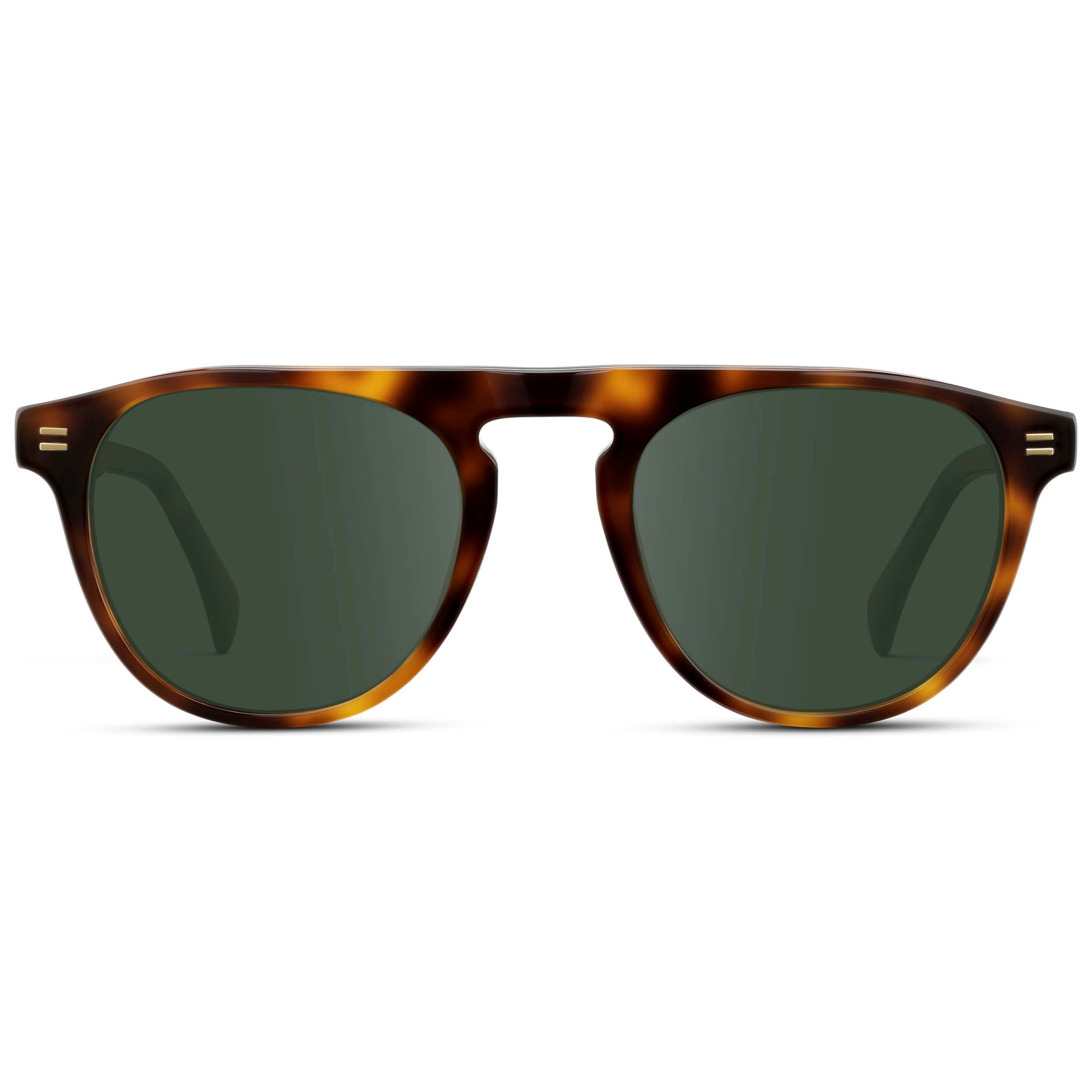 Havana Tortoise / G15 || Men's Rounded Aviator-Inspired Prescription Sunglasses with Havana Tortoise Acetate Frame and Green Prescription Lens