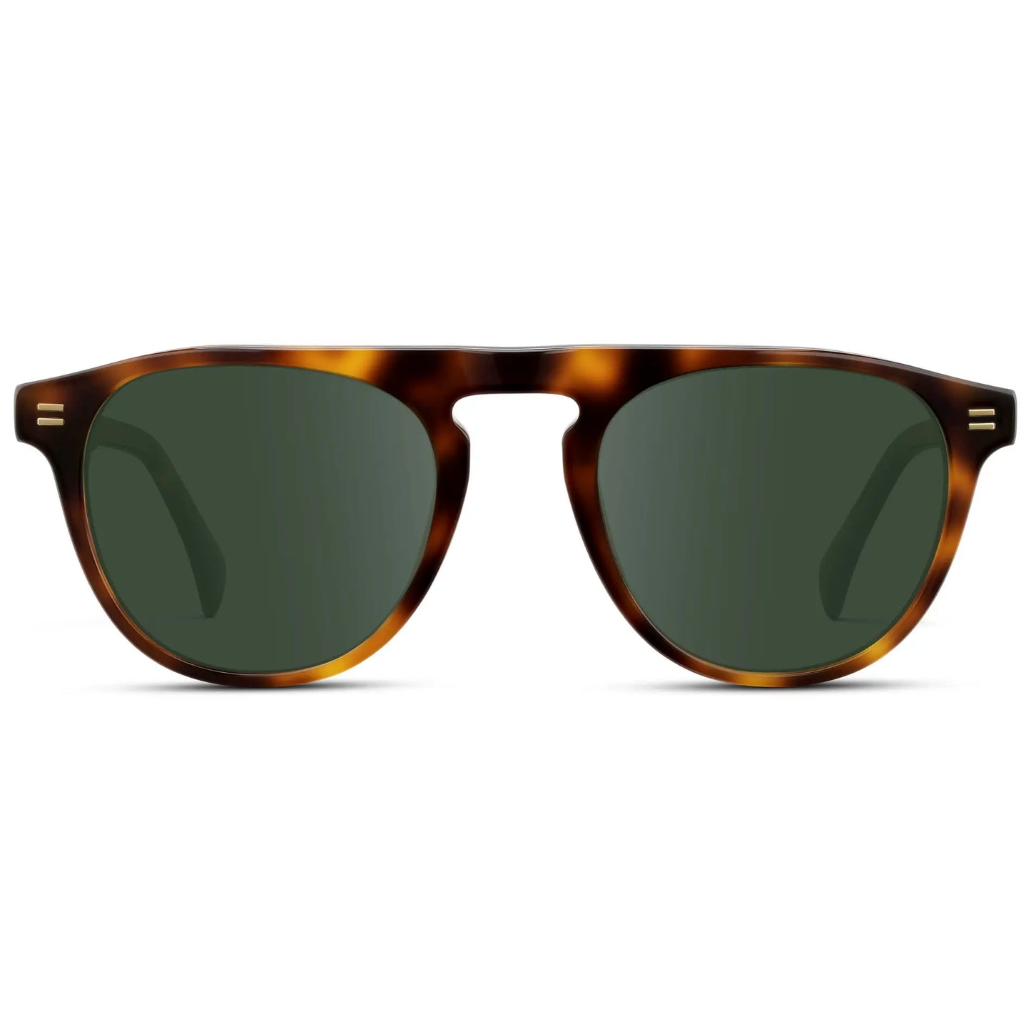 Havana Tortoise / G15 || Men's Rounded Aviator-Inspired Prescription Sunglasses with Havana Tortoise Acetate Frame and Green Prescription Lens