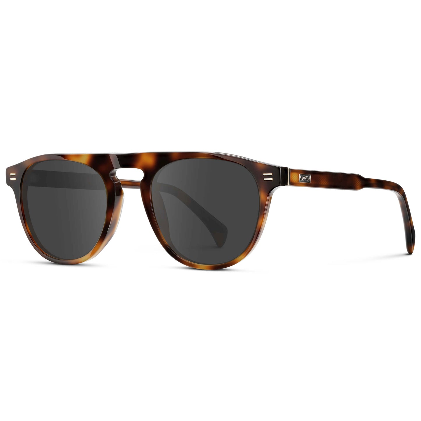 Havana Tortoise / Grey || Men's Rounded Aviator-Inspired Prescription Sunglasses with Havana Tortoise Acetate Frame and Grey Prescription Lens