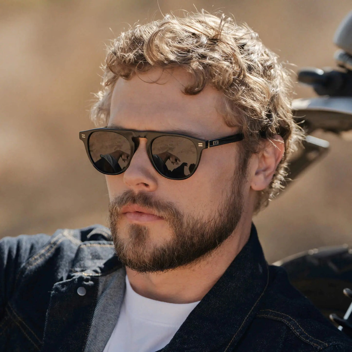 Black / Triple Black Lens || Men's Rounded Aviator-Inspired Sunglasses with Black Acetate Frame and Triple Black Polarized Lens