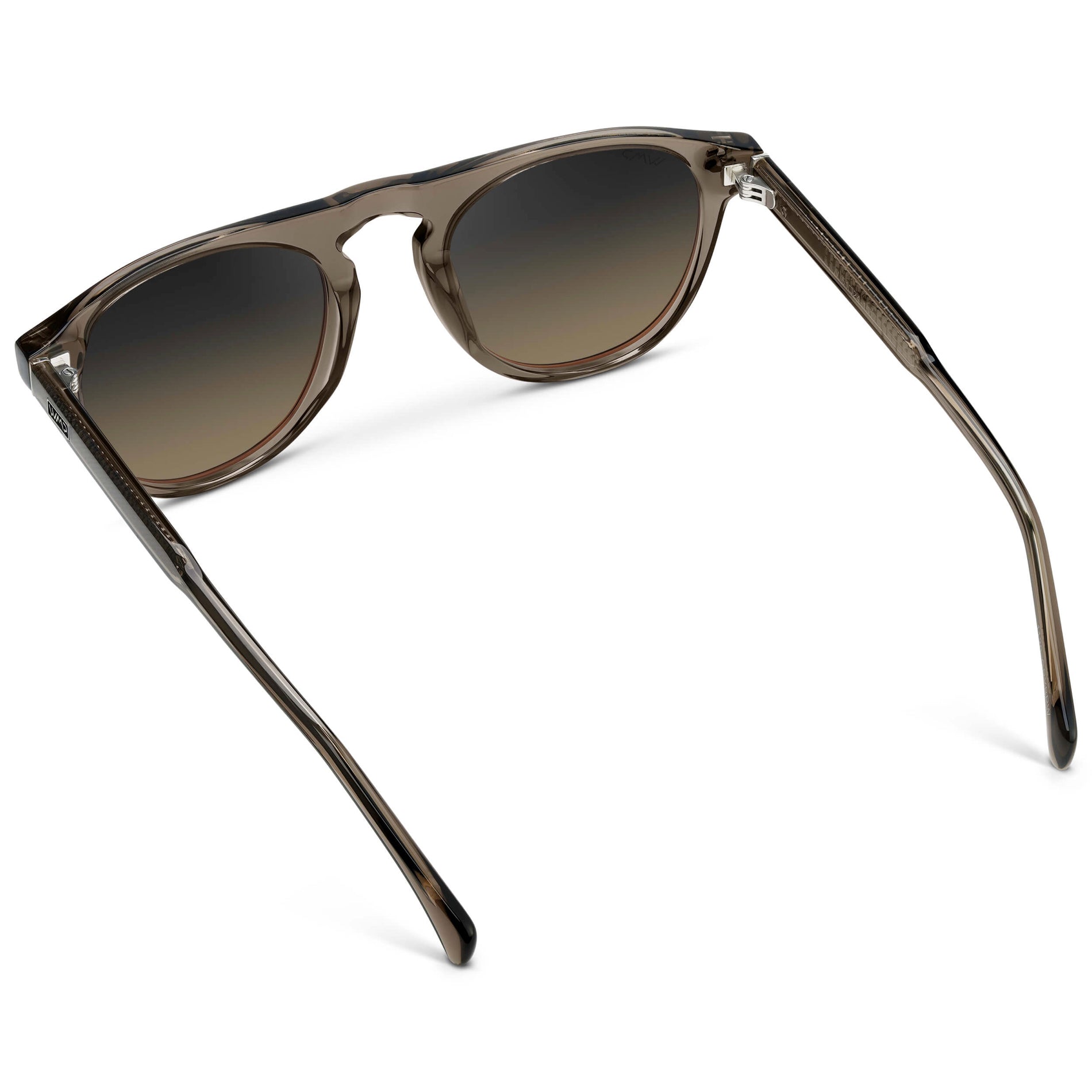 Crystal Gunmetal / Grey Brown Gradient ||  Men's Rounded Aviator-Inspired Sunglasses with Crystal Gunmetal Acetate Frame and Grey Brown Gradient Polarized Lens 