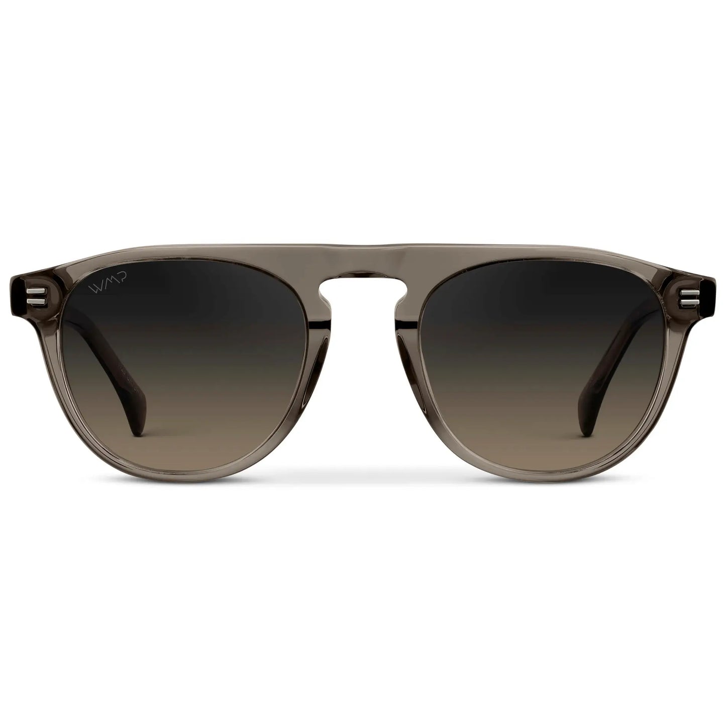 Crystal Gunmetal / Grey Brown Gradient ||  Men's Rounded Aviator-Inspired Sunglasses with Crystal Gunmetal Acetate Frame and Grey Brown Gradient Polarized Lens 