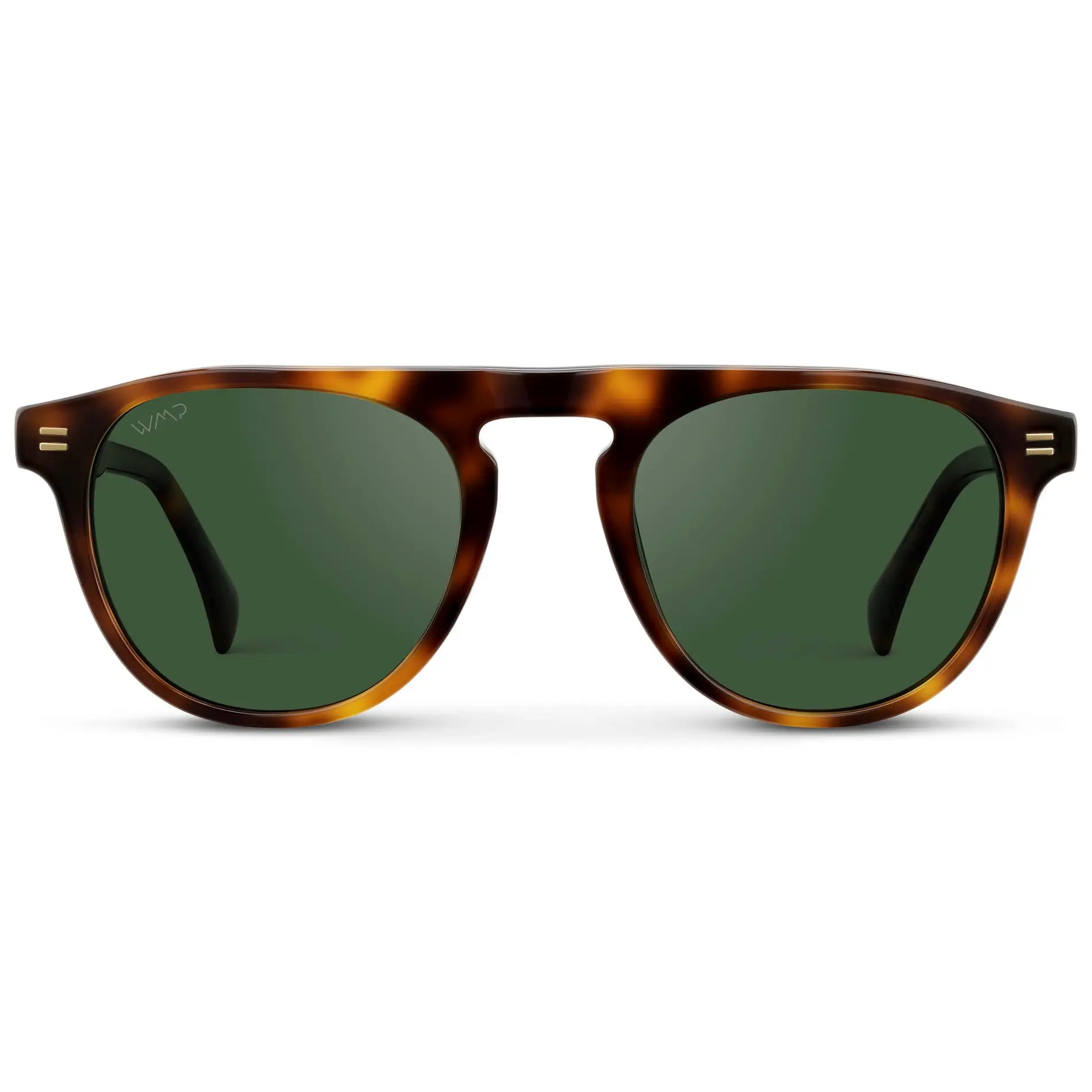 Havana Tortoise / Smoke Green Lens || Men's Rounded Aviator-Inspired Sunglasses with Havana Tortoise Acetate Frame and Smoke Green Polarized Lens