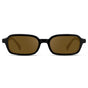 Black / Amber || Women's Rectangular Prescription Sunglasses with Black Frame and Amber Lenses on a white background