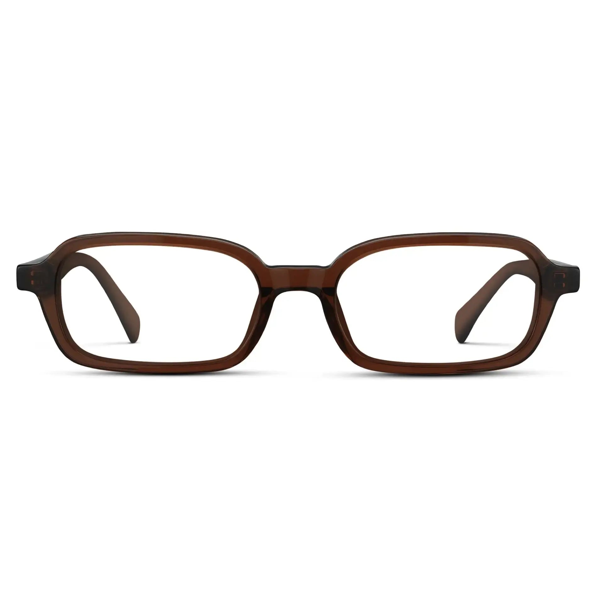 Cocoa Brown || Women's Rectangular Prescription Eyeglasses with Cocoa Brown Frame and Clear Lenses on a white background