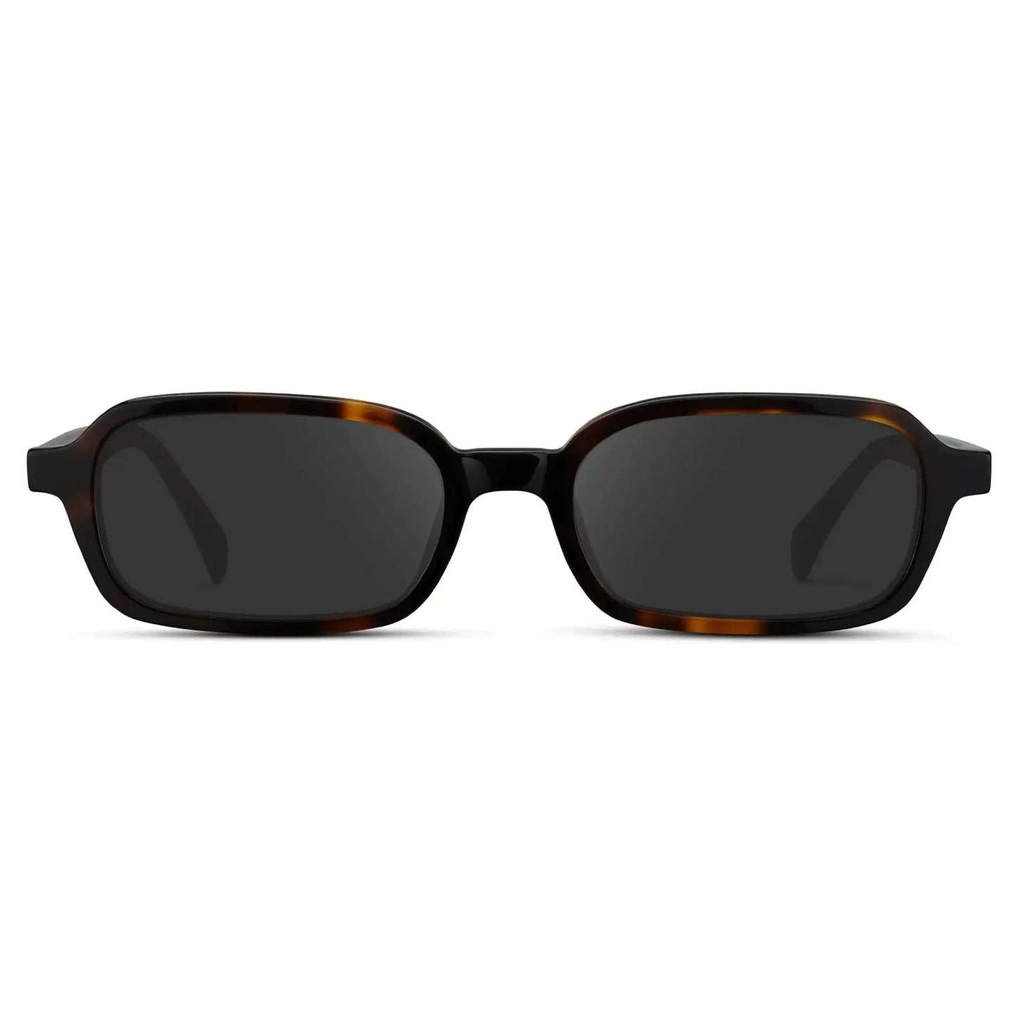 Brown Tortoise / Grey || Women's Rectangular Prescription Sunglasses with Brown Tortoise Frame and Grey Lenses on a white background