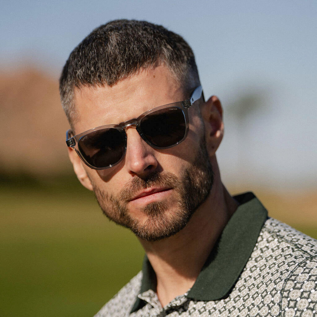 Denim Blue / Black Lens || Blue Round Frame Sunglasses with Black Polarized Lenses