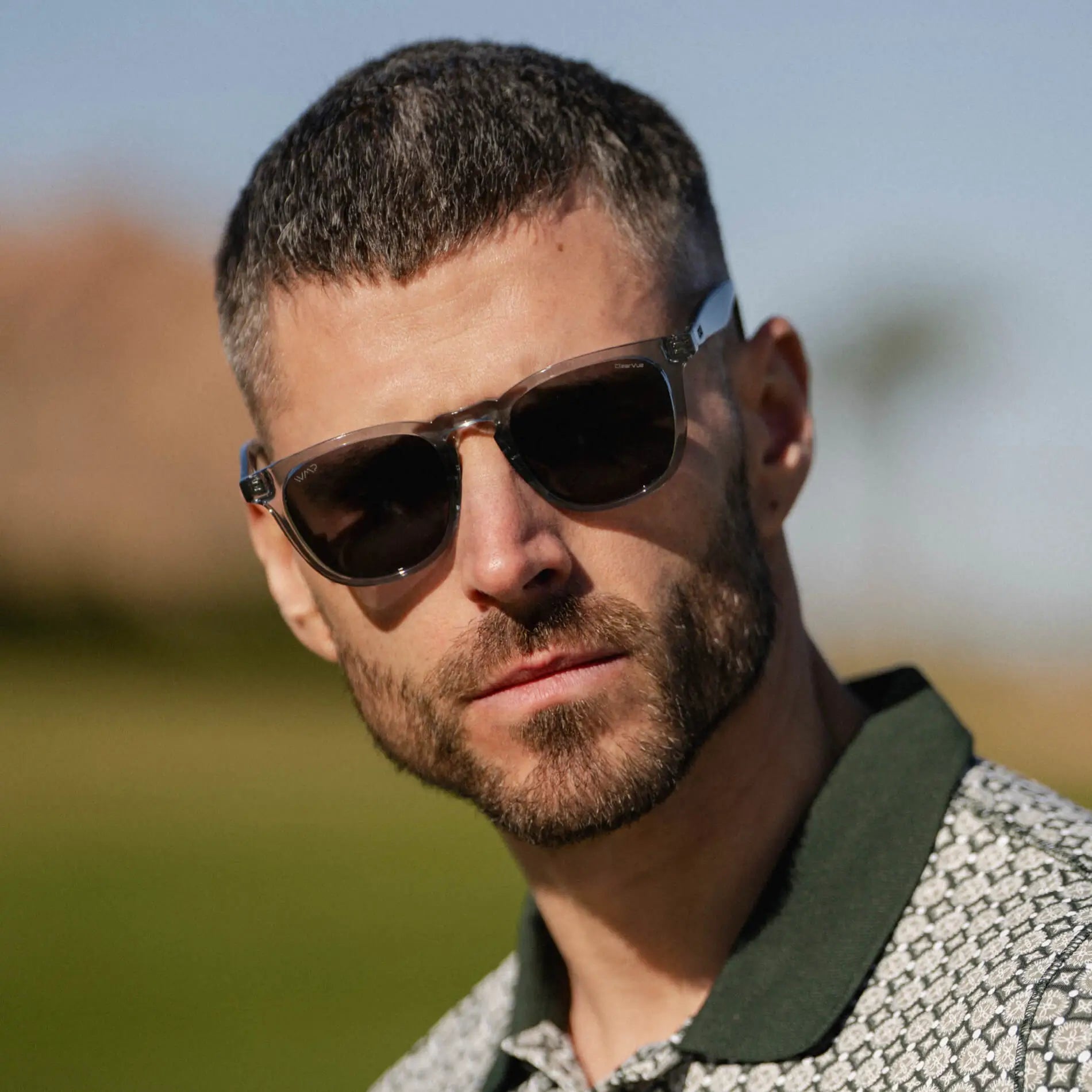 Denim Blue / Black Lens || Blue Round Frame Sunglasses with Black Polarized Lenses