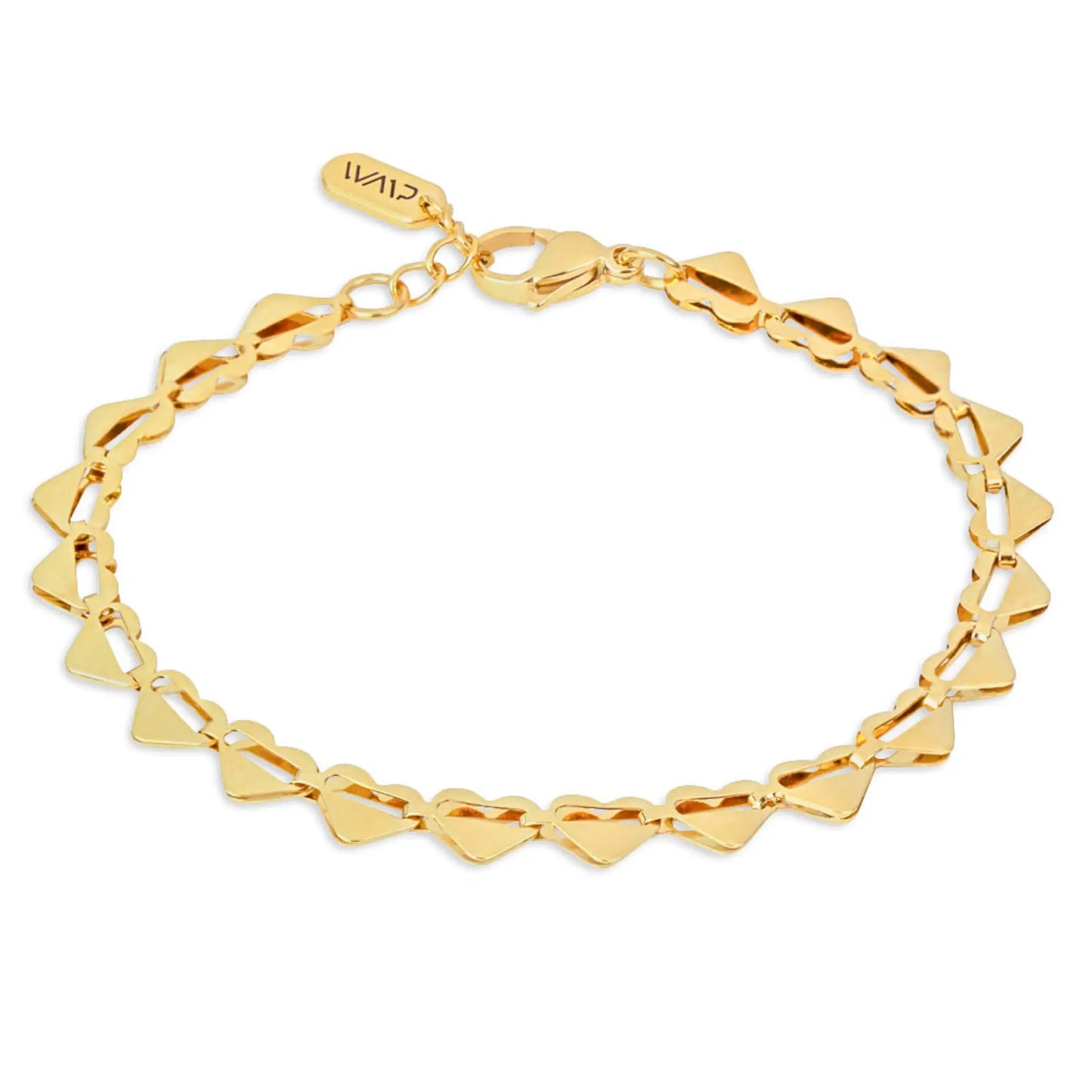 Gold || Minimalist Bracelet for Women with 14K Plated Heart Link Chain Detail