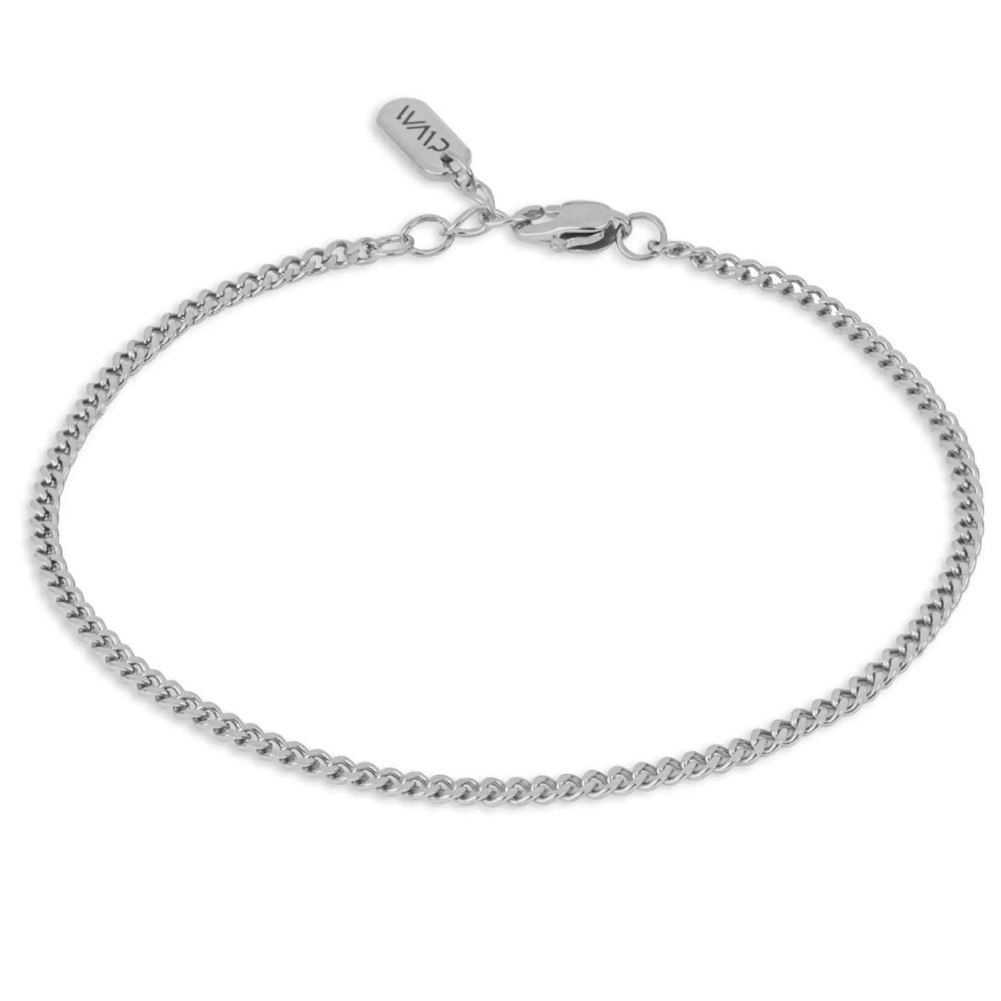 Silver || Minimalist Bracelet for Women with Silver Stainless Steel Cuban Link Chain Detail