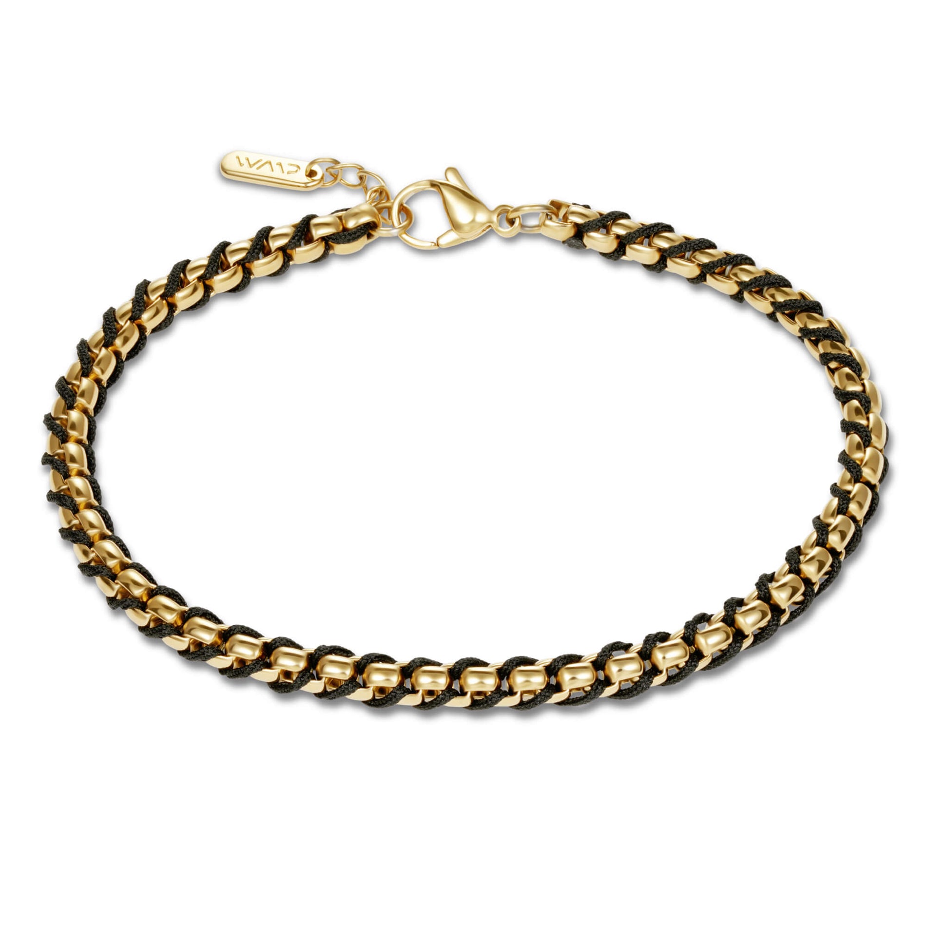 Gold / Black || Men's Cuff and Twisted Chain Bracelet Combination Set in Gold and Black