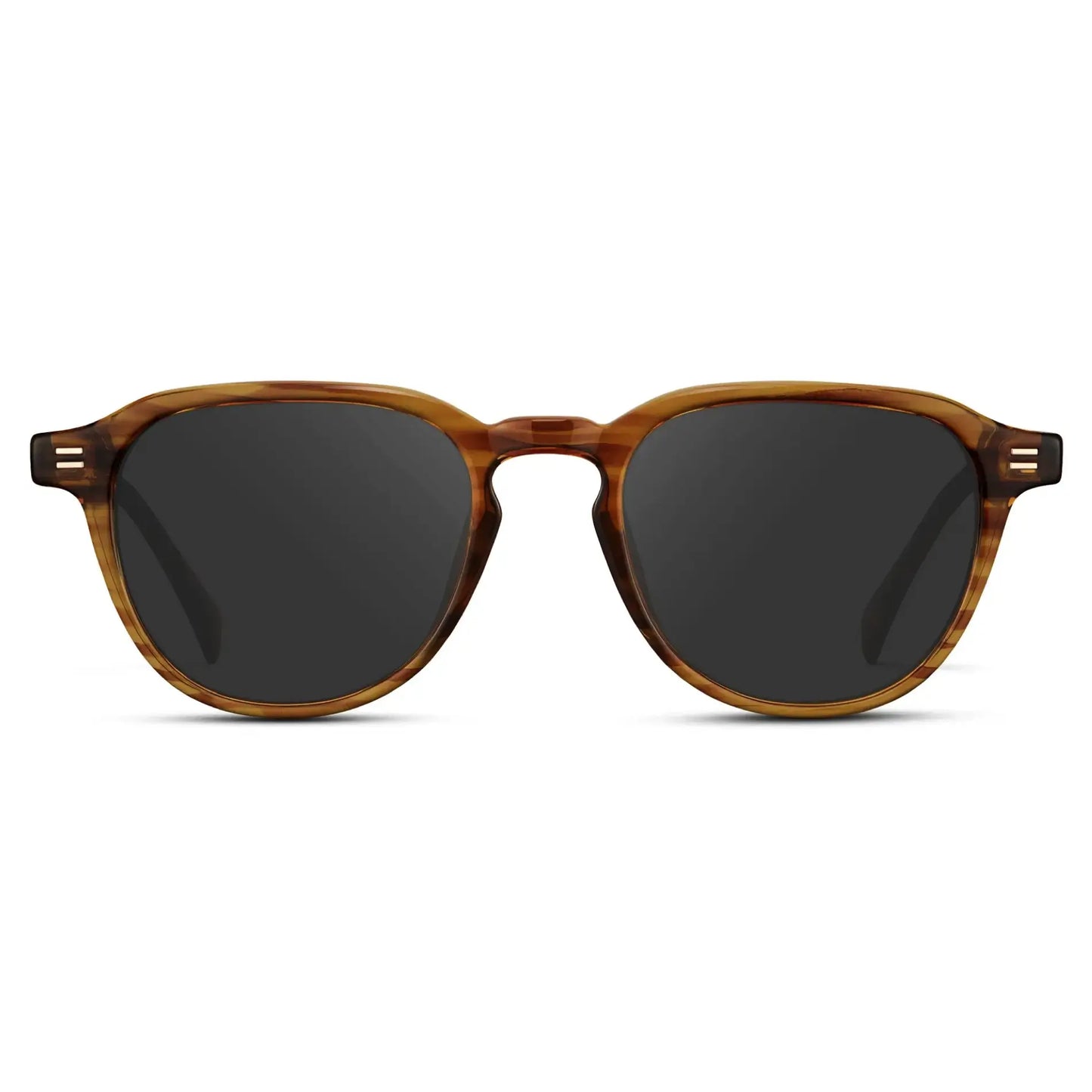 Golden Brown Grain / Grey || Men's Round Prescription Sunglasses with Golden Brown Grain Frame and Grey Lenses on a white background