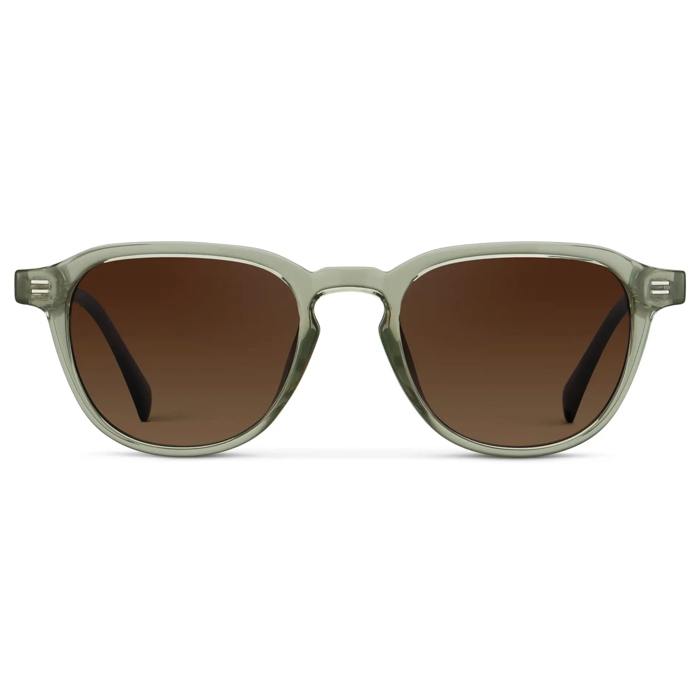 Palm Green / Brown Gold Gradient Lens || Men's Round Polarized Sunglasses with Green Frame and Brown Gold Lenses on a white background