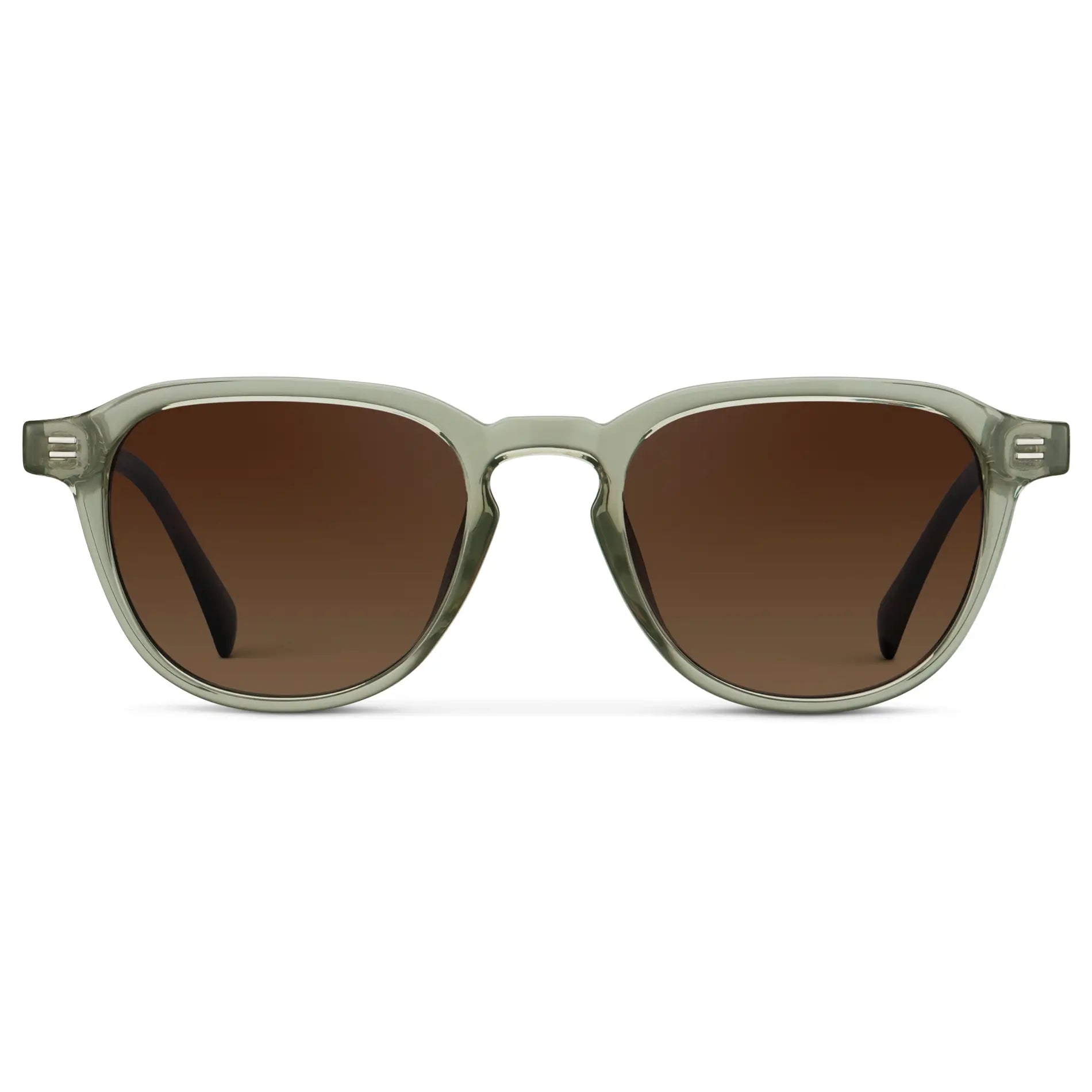 Palm Green / Brown Gold Gradient Lens || Men's Round Polarized Sunglasses with Green Frame and Brown Gold Lenses on a white background