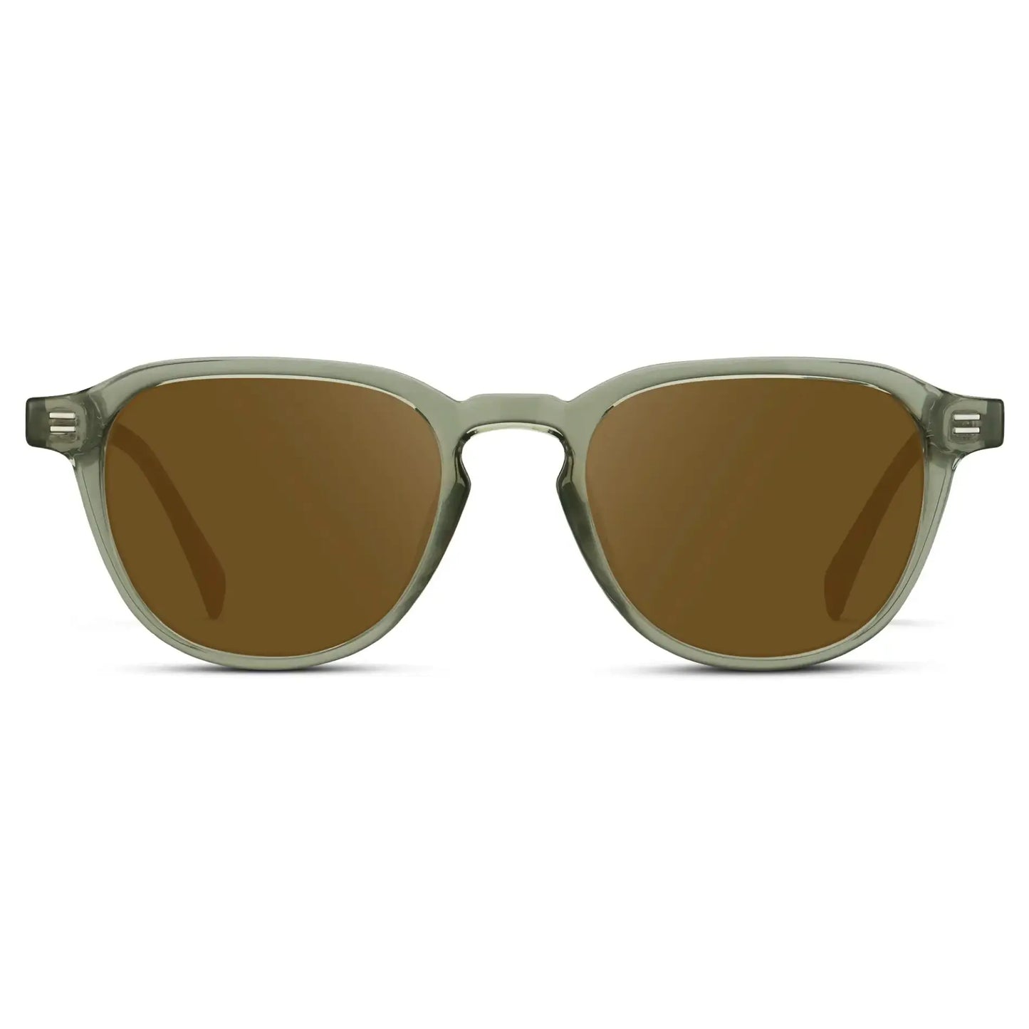 Palm Green / Amber || Men's Round Prescription Sunglasses with Palm Green Frame and Amber Lenses on a white background