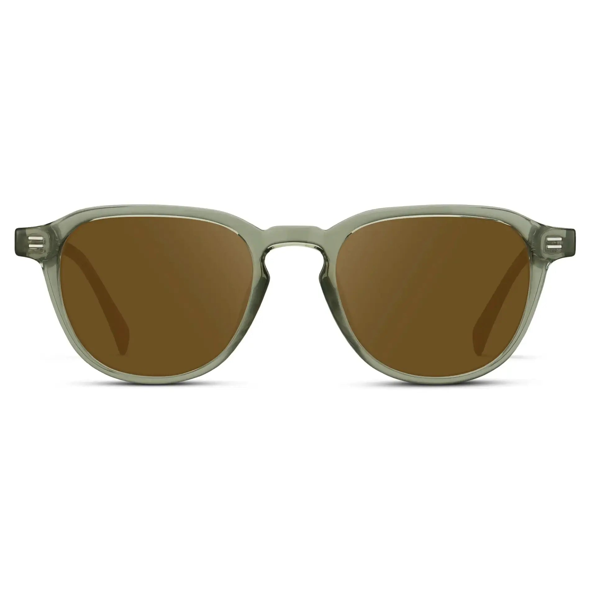 Palm Green / Amber || Men's Round Prescription Sunglasses with Palm Green Frame and Amber Lenses on a white background