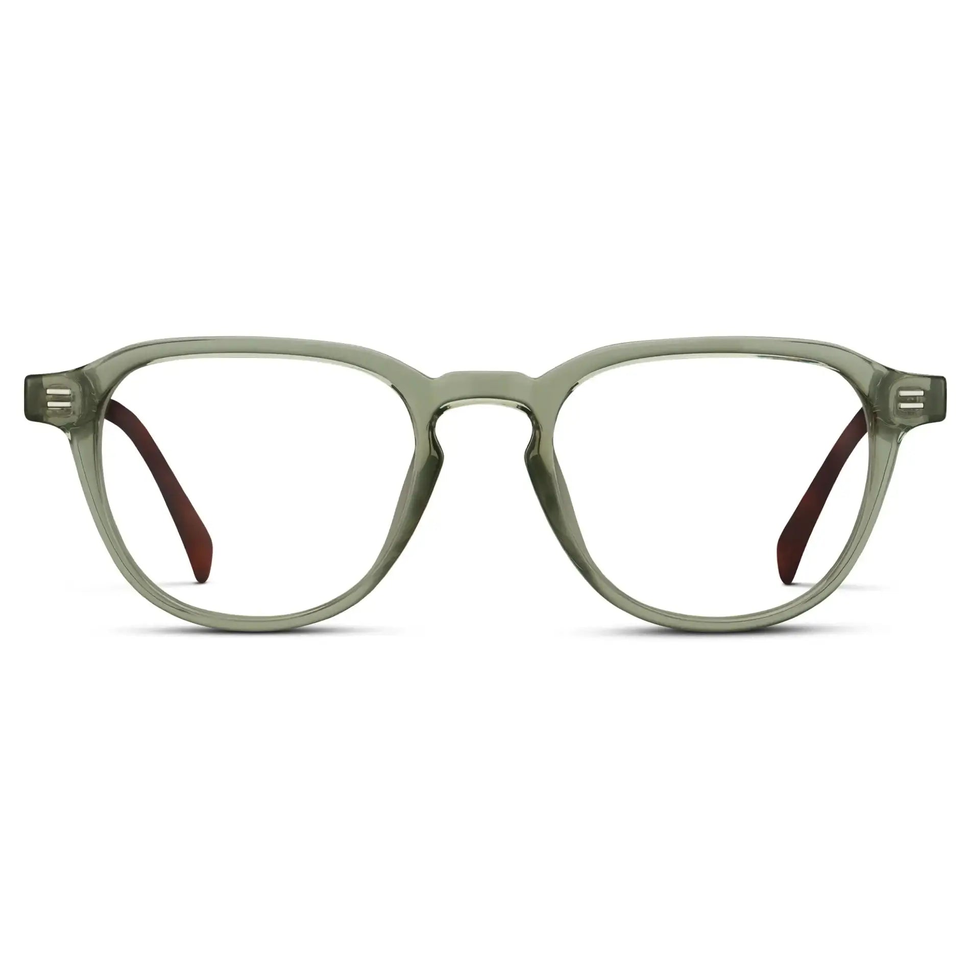 Palm Green || Men's Round Prescription Glasses with Palm Green Frame and Clear Lenses on a white background