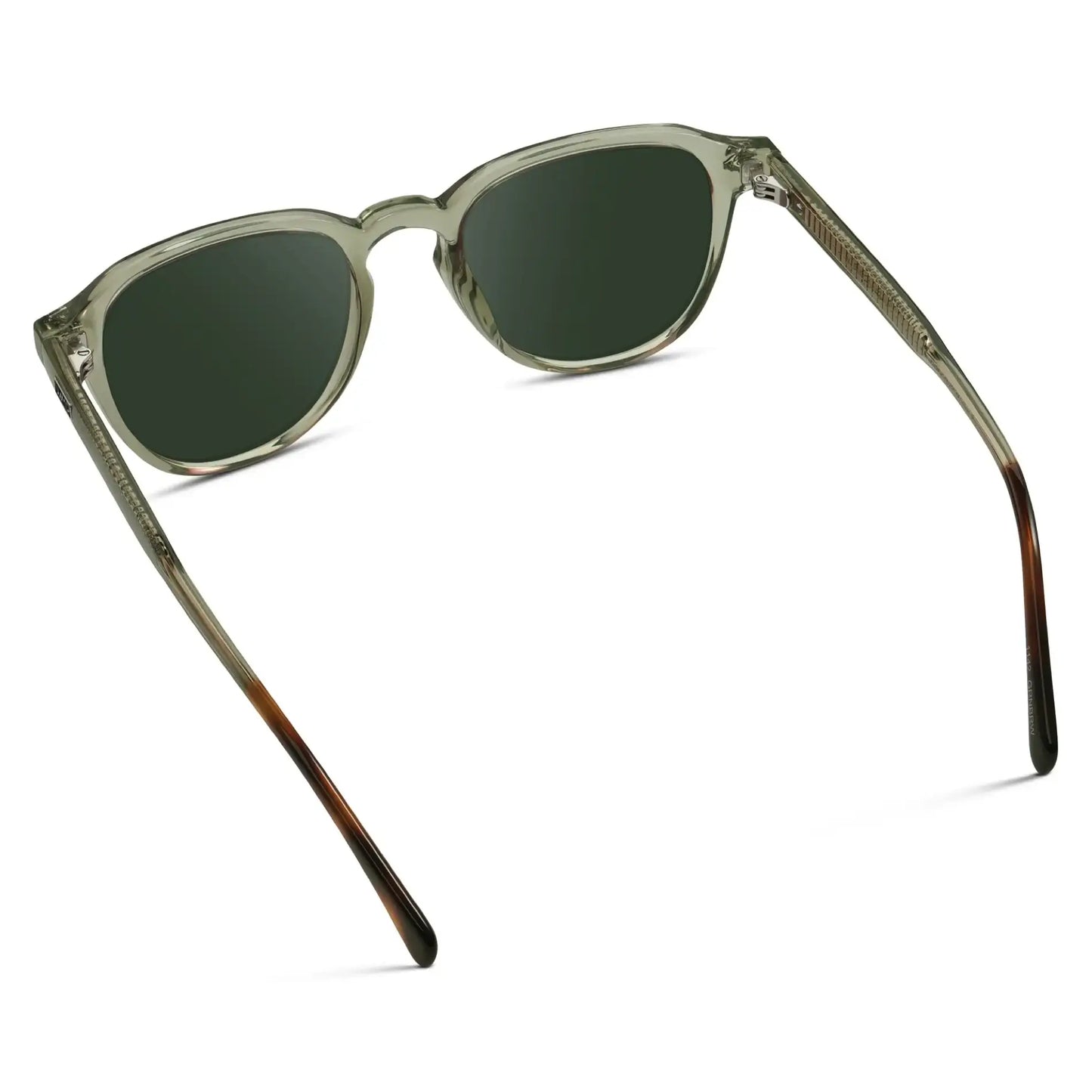Palm Green / G15 || Back view of Men's Round Prescription Sunglasses with Palm Green Frame and Green Lenses on a white background