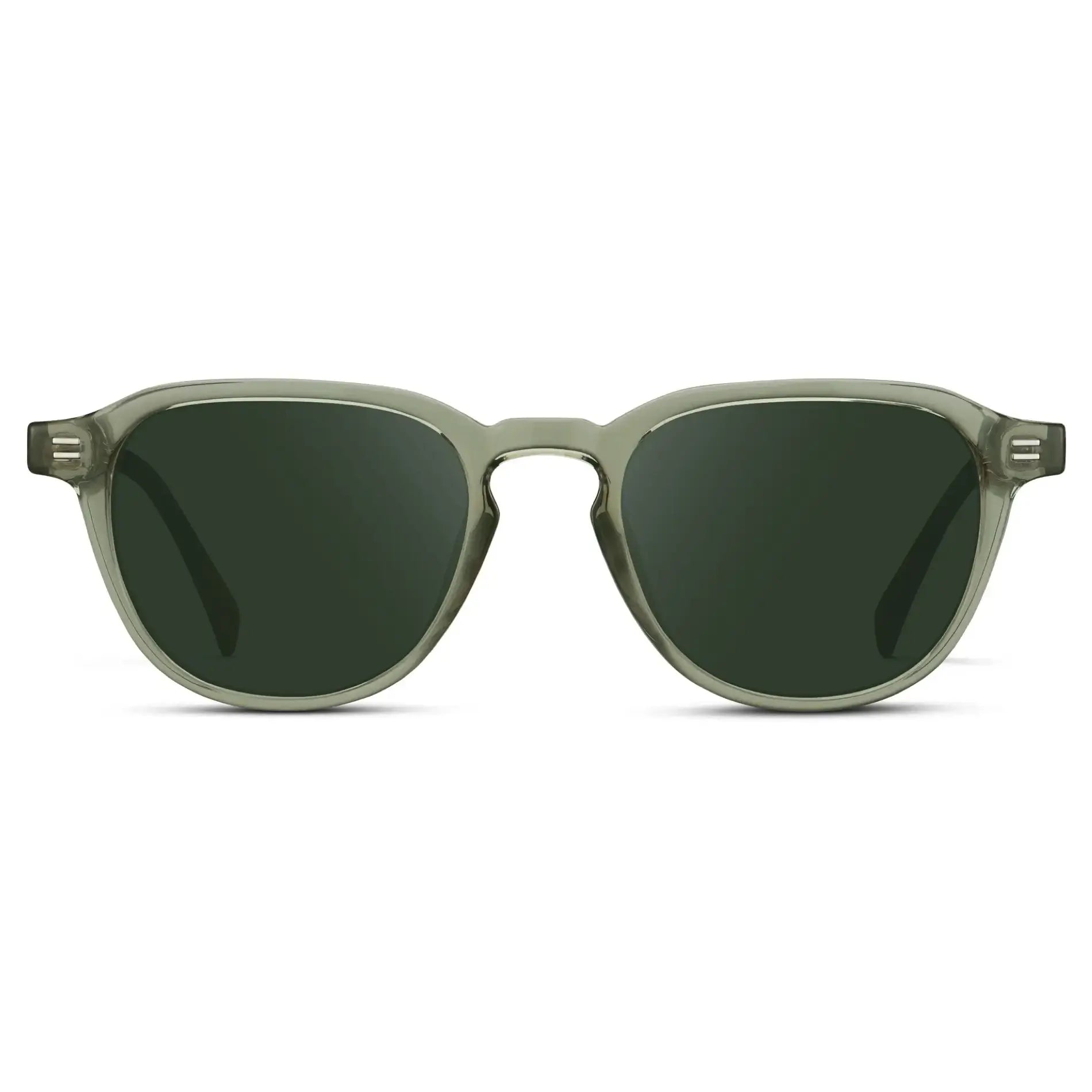 Palm Green / G15 || Men's Round Prescription Sunglasses with Palm Green Frame and Green Lenses on a white background