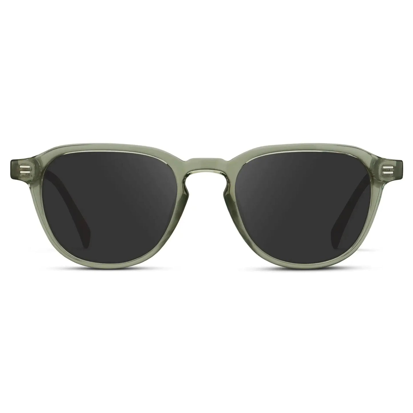 Palm Green / Grey || Men's Round Prescription Sunglasses with Palm Green Frame and Grey Lenses on a white background