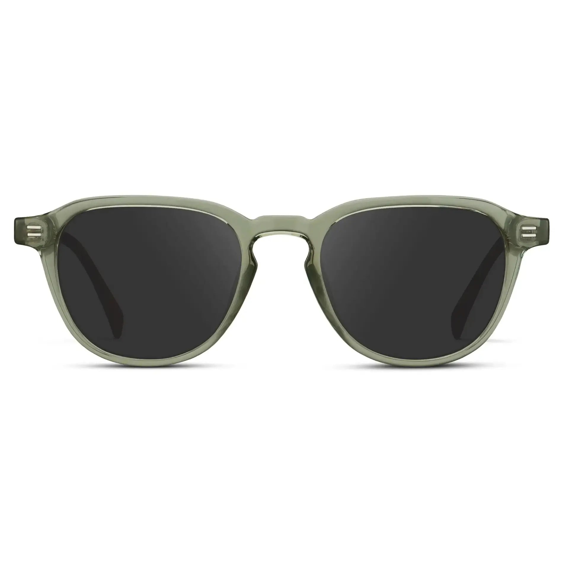 Palm Green / Grey || Men's Round Prescription Sunglasses with Palm Green Frame and Grey Lenses on a white background