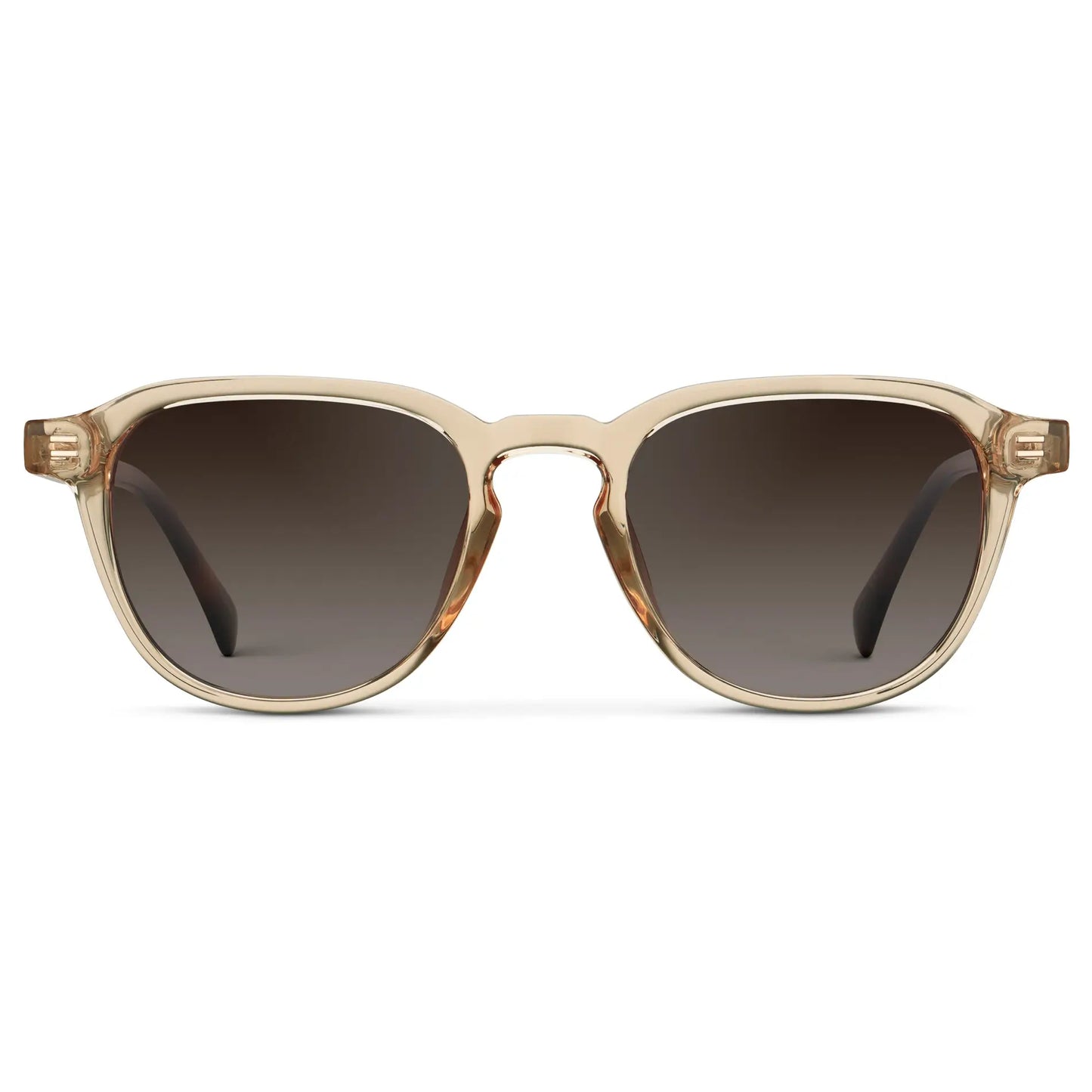 Sand Brown / Brown Gradient Lens || Men's Round Polarized Sunglasses with Sand Brown Frame and Brown Gradient Lenses on a white background