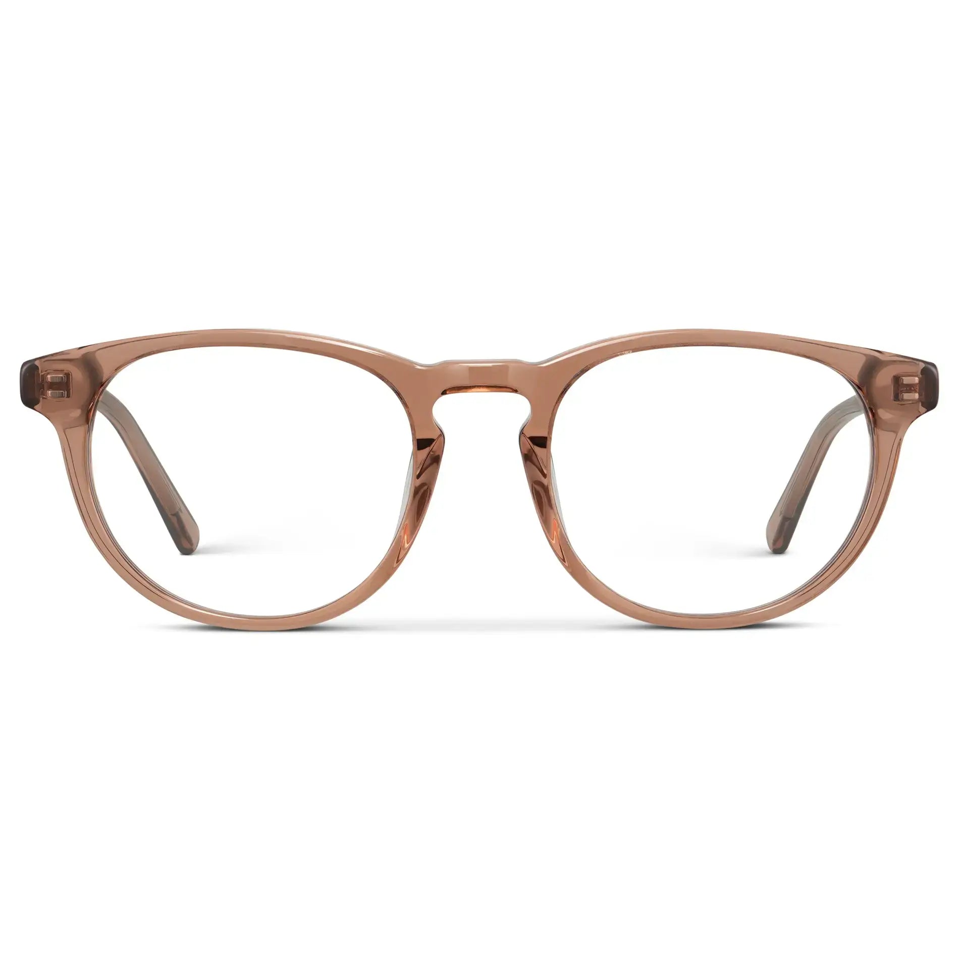 Light Brown || Women's Retro-Inspired Oval Prescription Glasses with a Light Brown Acetate Frame and Clear Lens