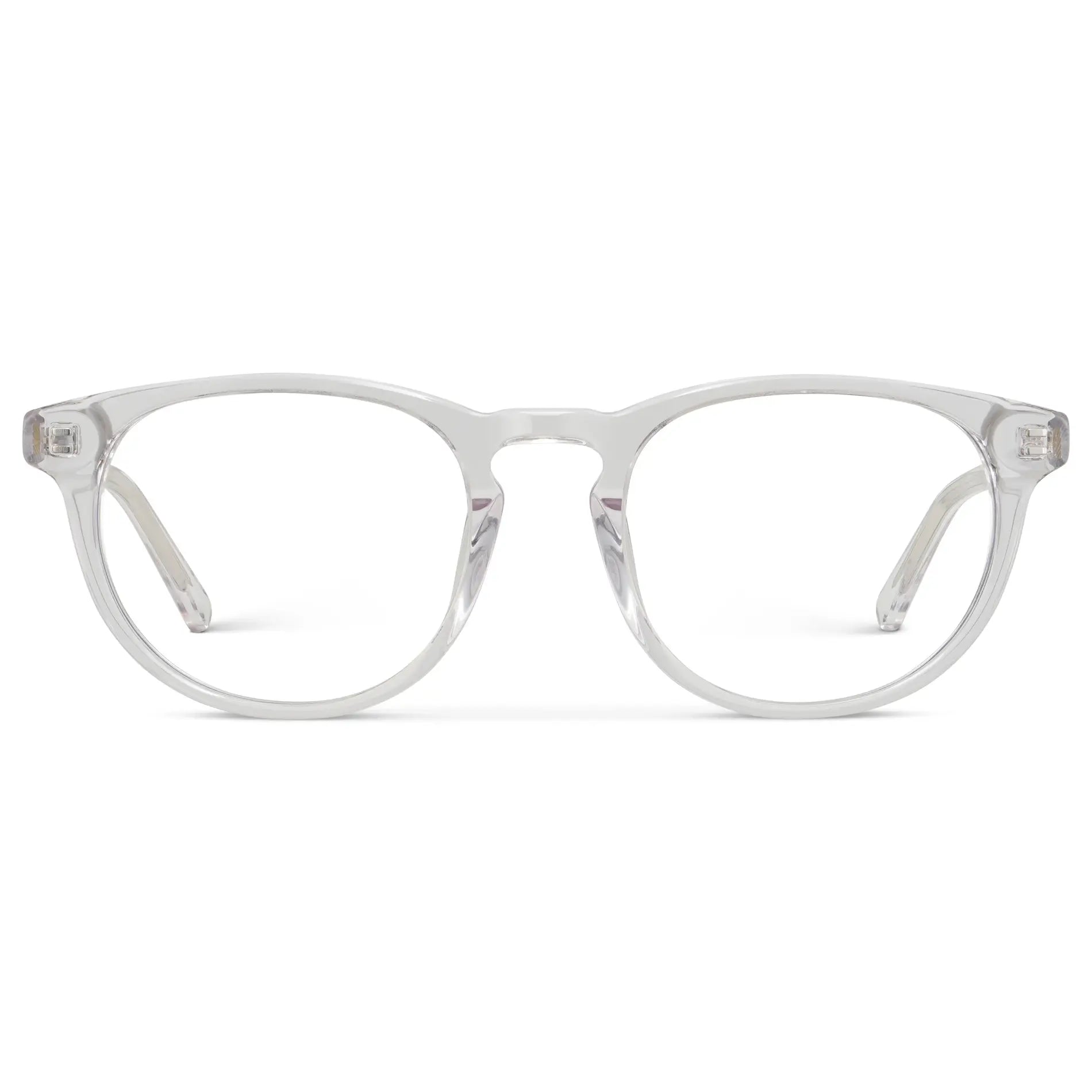 Clear || Women's Retro-Inspired Oval Blue Light Blocking Glasses with a Clear Acetate Frame and Clear Lens